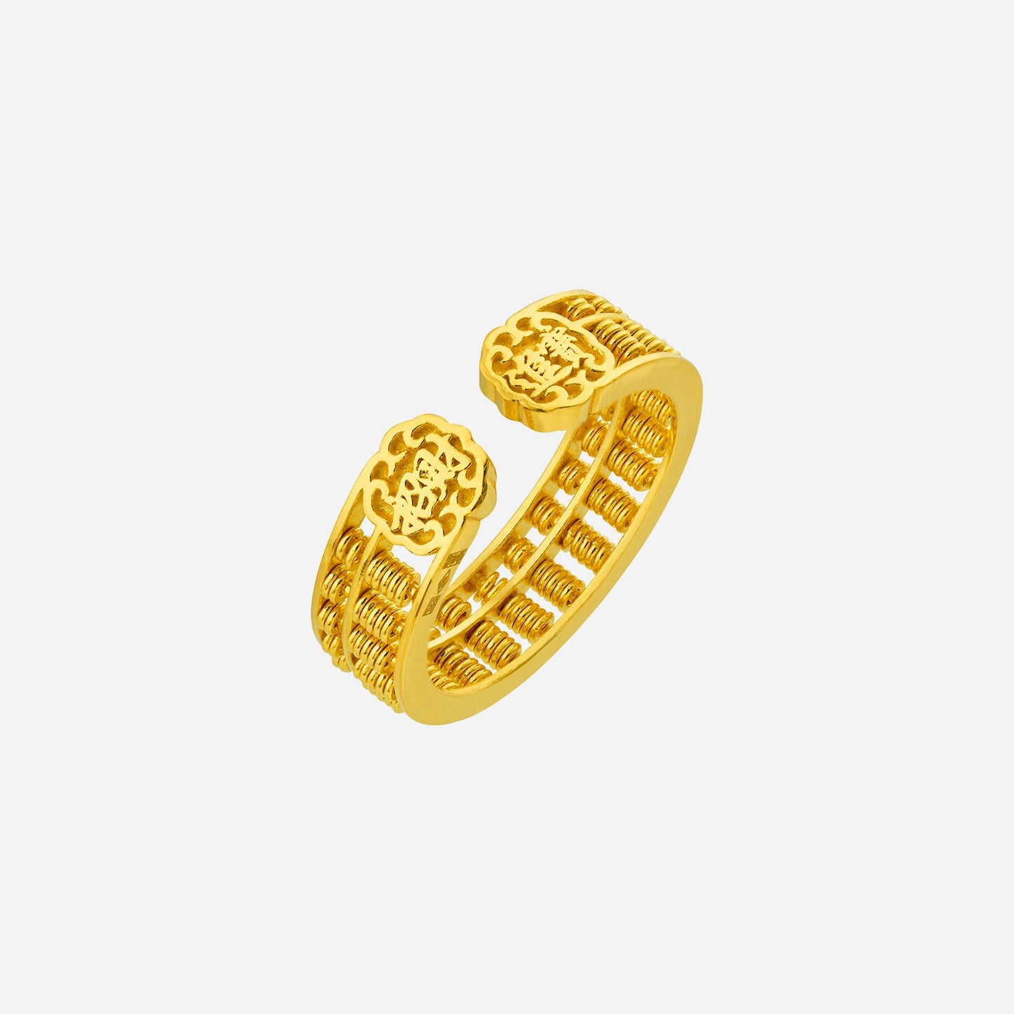 abacus ring in 22k yellow gold with intricate detailing and an elegant design, perfect for special occasions.