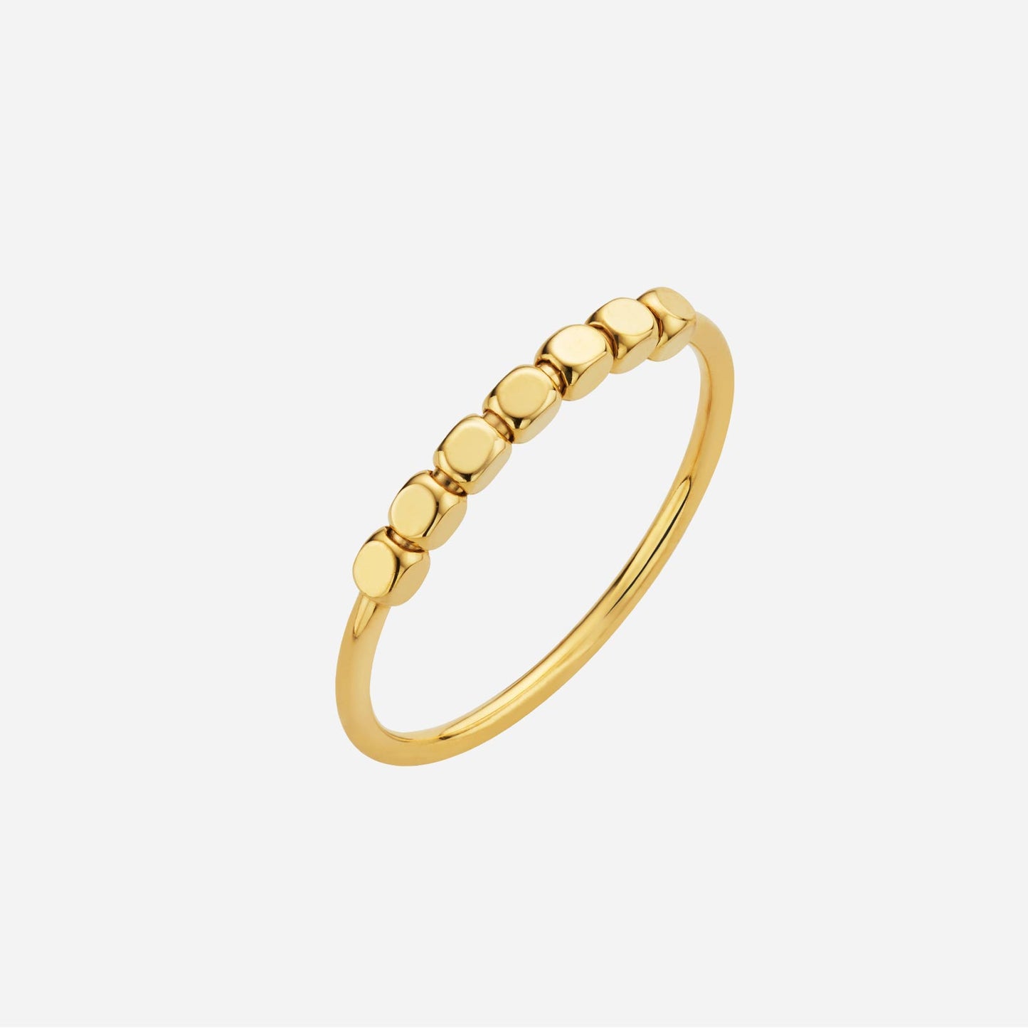 beaded ring in 22k yellow gold featuring a row of square beads for a stylish, modern design.