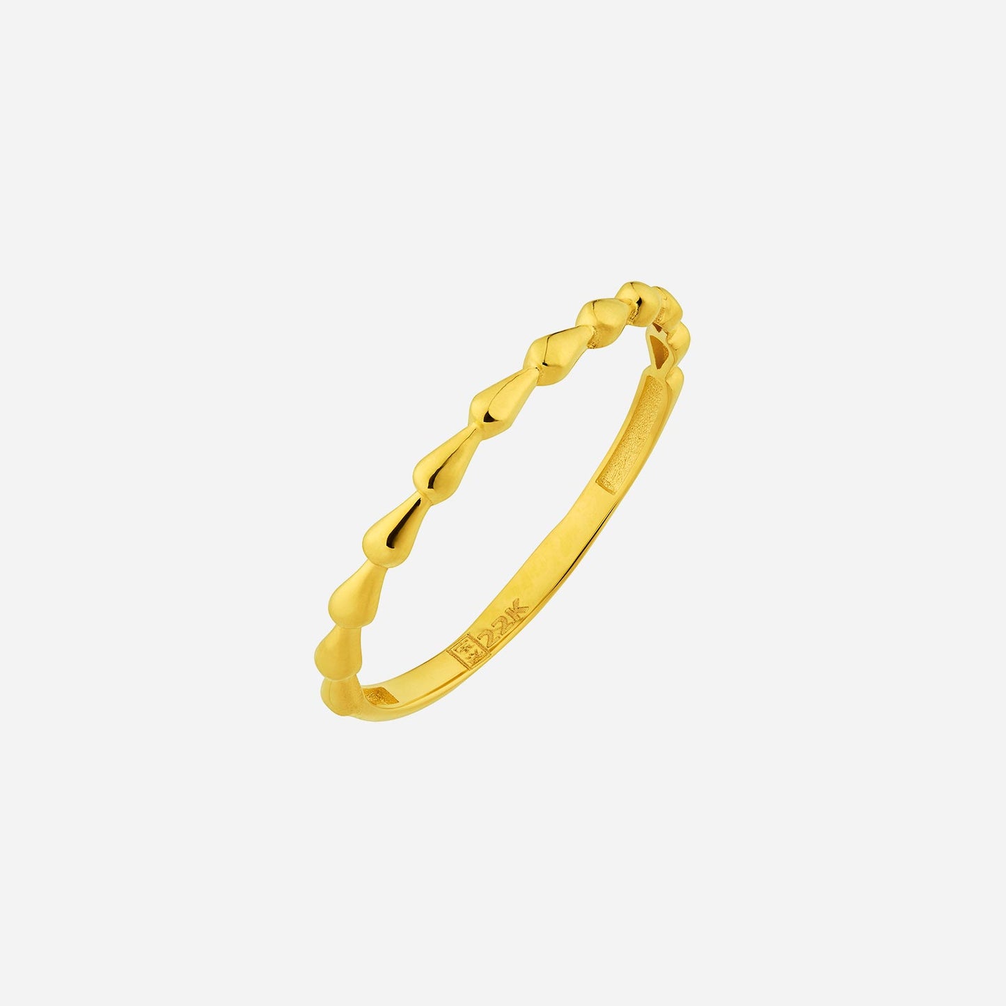 droplet ring in 22k yellow gold with elegant half-band design featuring flowing droplets.