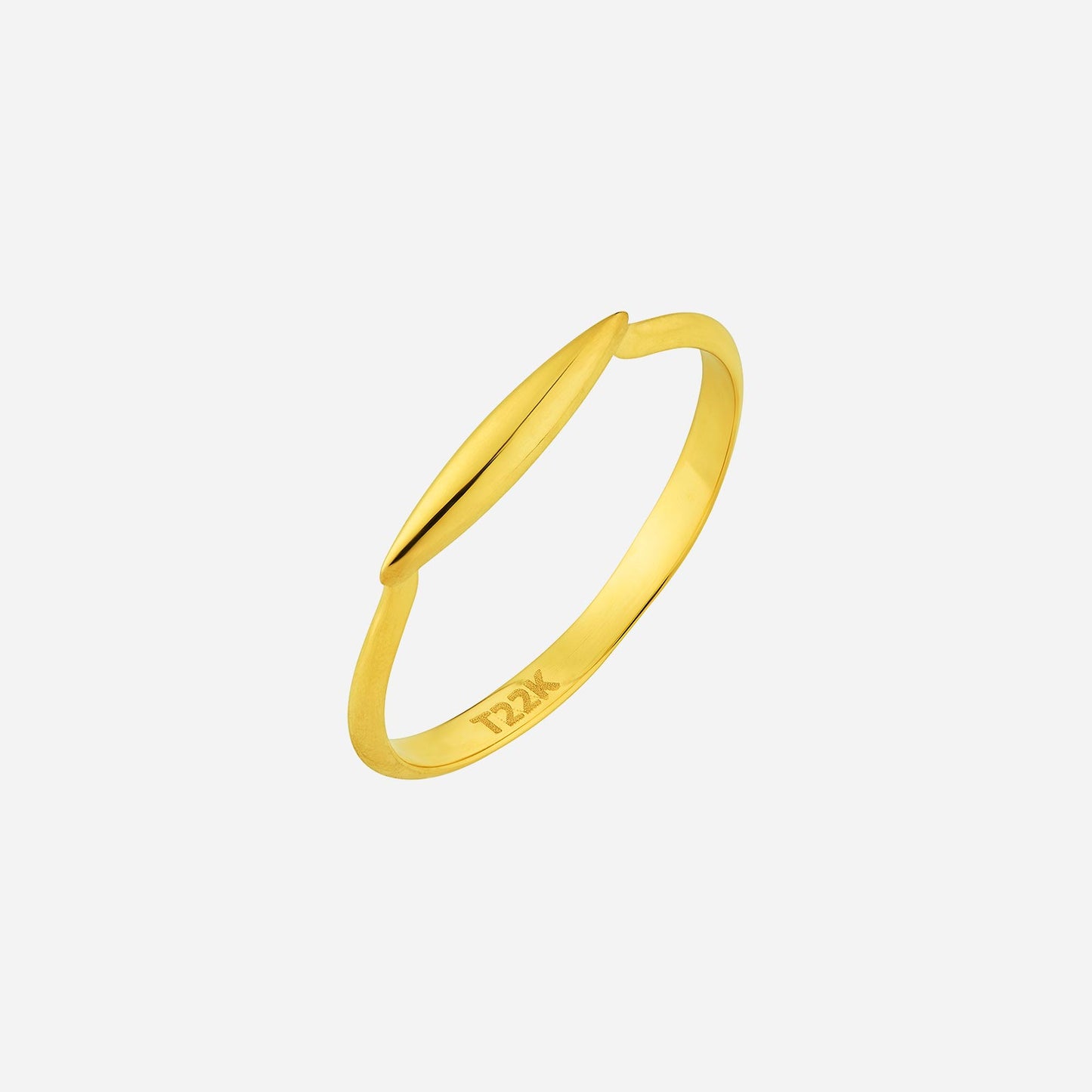 moon ring in 22k yellow gold with a unique, modern silhouette and polished finish for contemporary elegance.