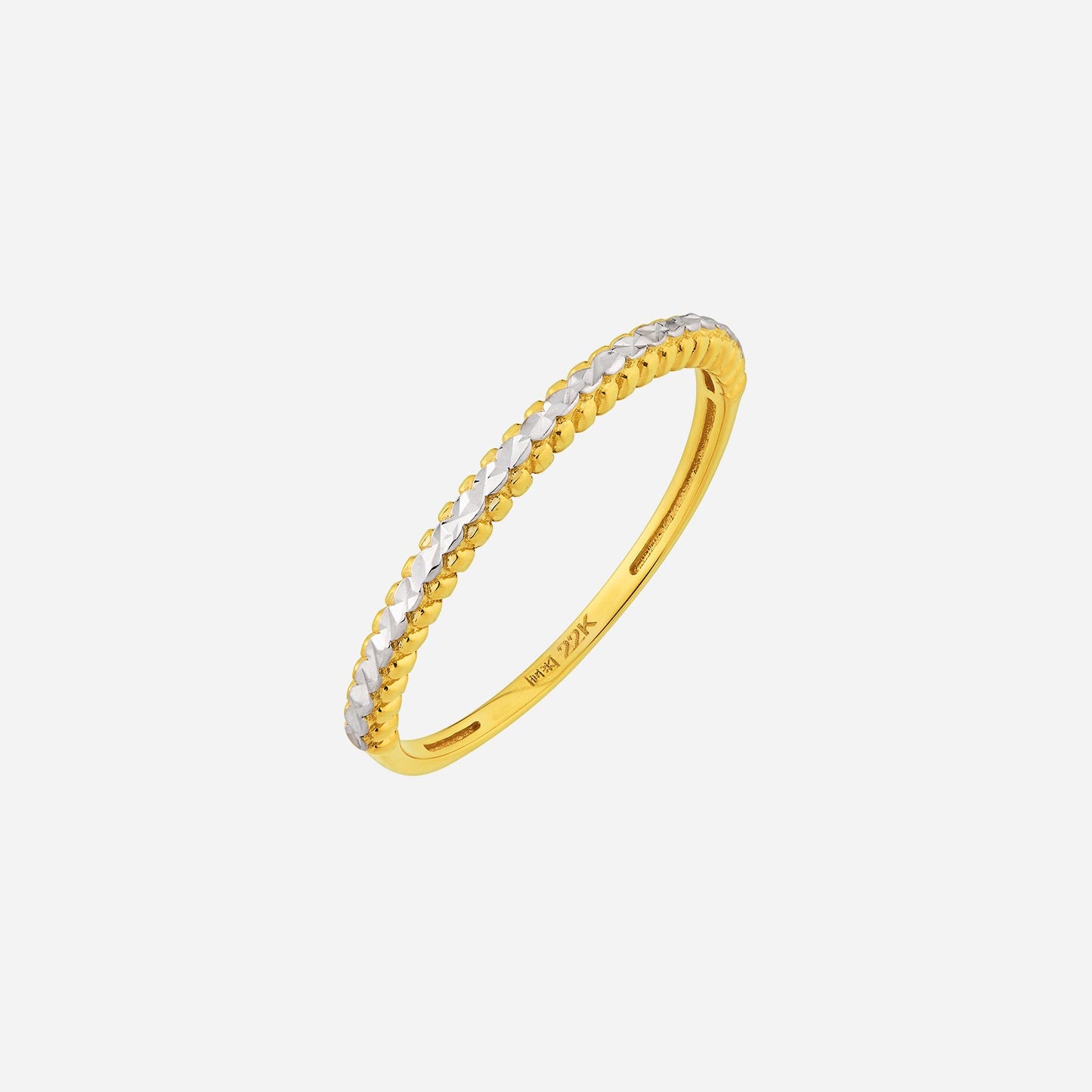 sparkling ring in 22k yellow and white gold with a sleek design and intricate detailing. perfect for contemporary elegance.