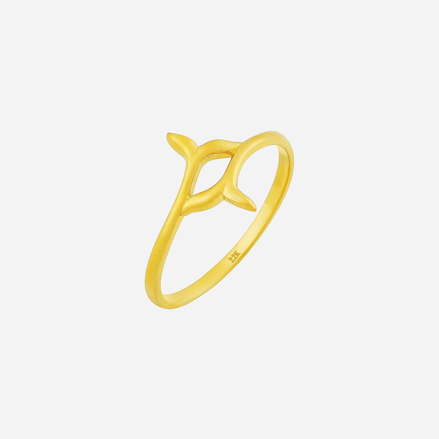 22k yellow gold whale tail ring with an elegant, ocean-inspired design perfect for any occasion.
