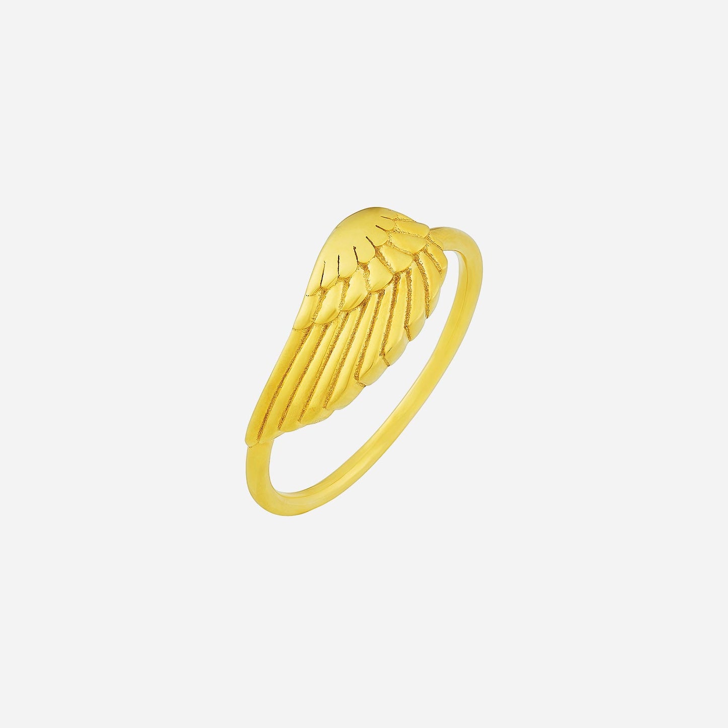 22k yellow gold wing ring featuring a delicate and elegant wing motif. ideal for those who embrace freedom and grace.
