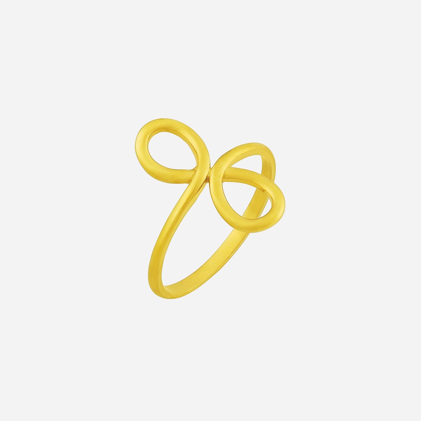 22k yellow gold infinity ring featuring a sleek, elegant infinity motif for timeless style.