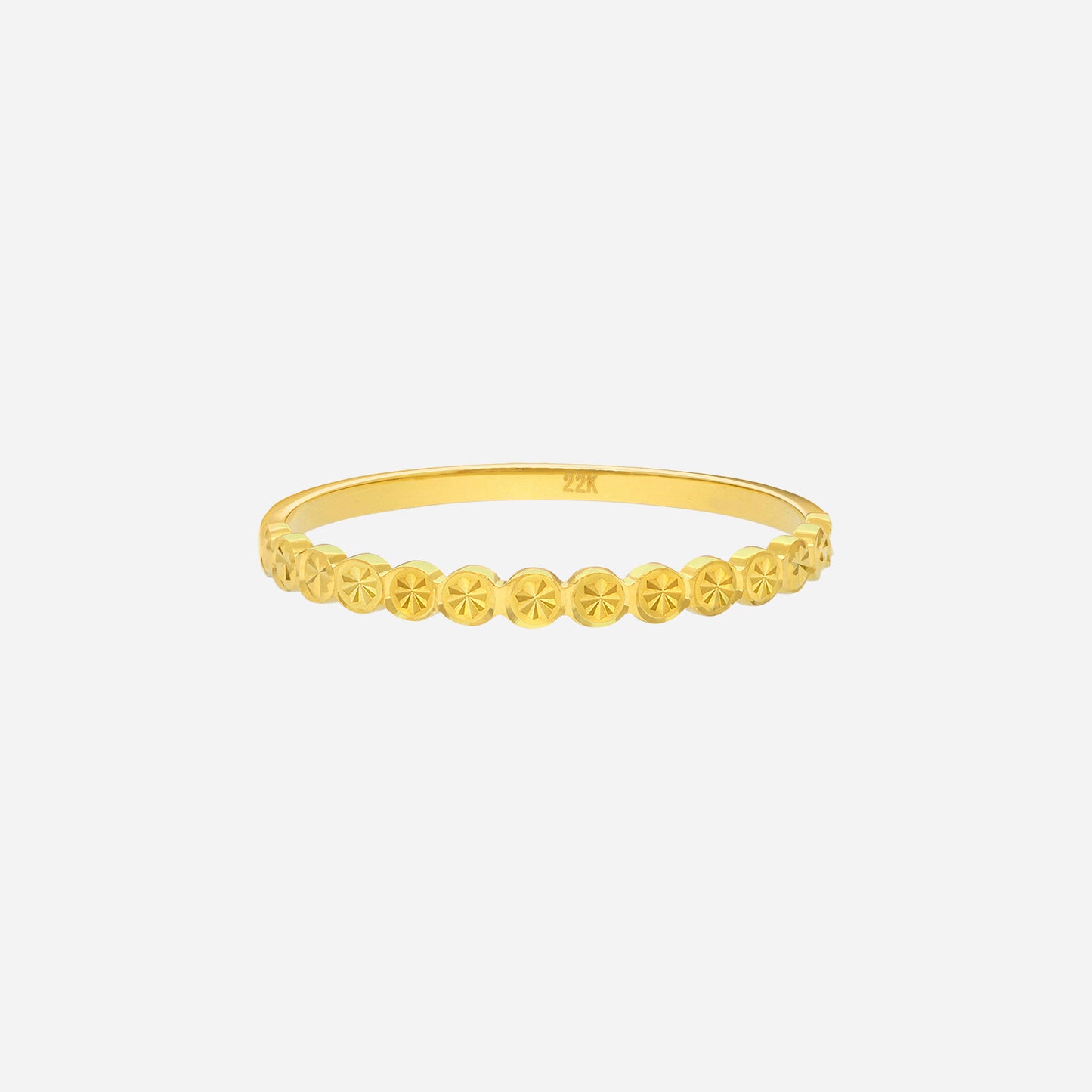dazzle dots ring in 22k yellow gold with a textured dot design, perfect for stacking or solo wear.