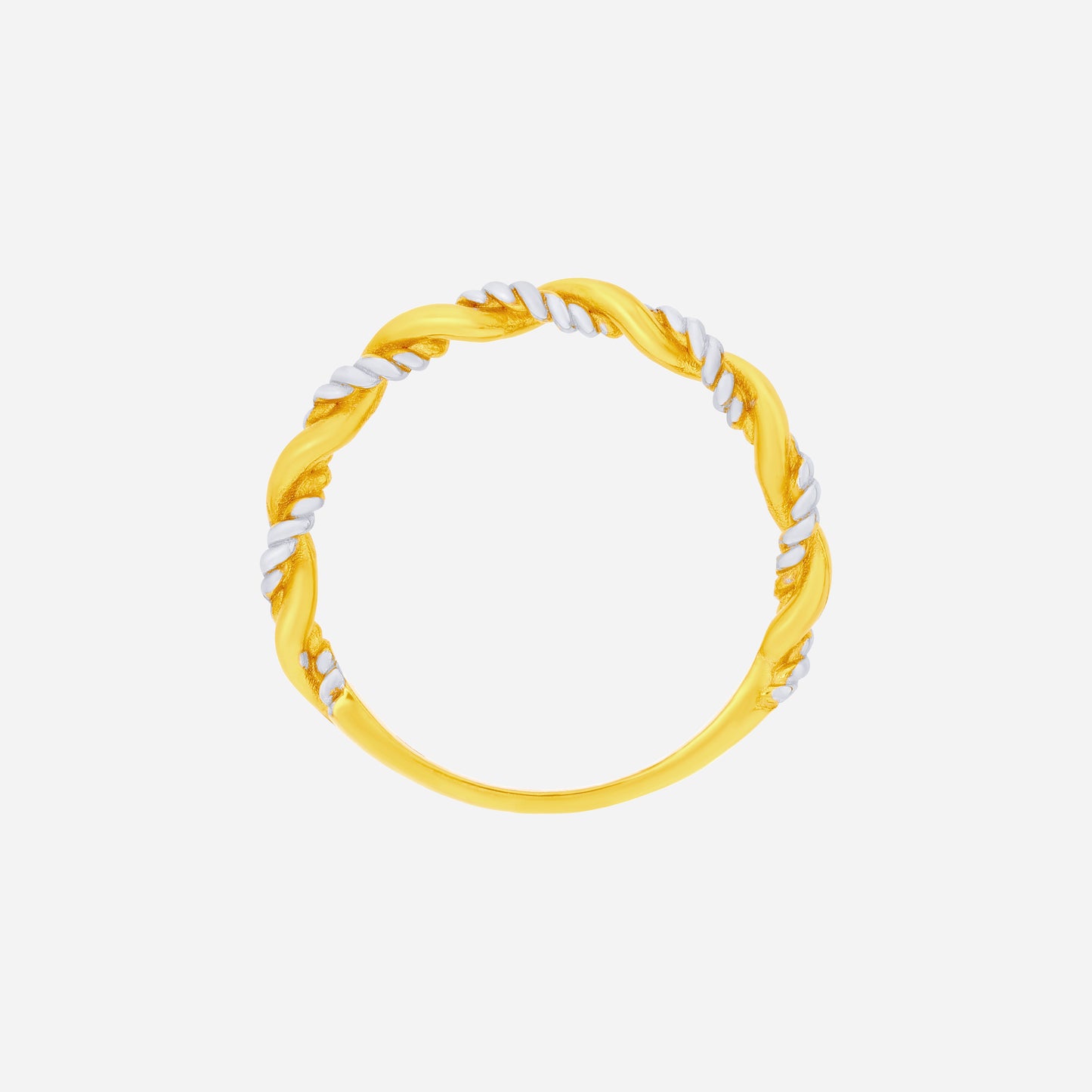 rope ring in two-tone yellow and white gold with twisted design for a bold, high-shine finish.
