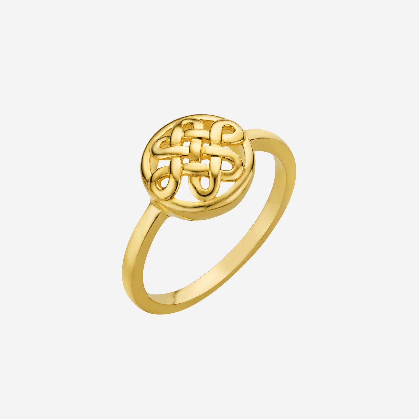 eternity knot ring in 22k yellow gold featuring a circular knot design for a harmonious and elegant look.