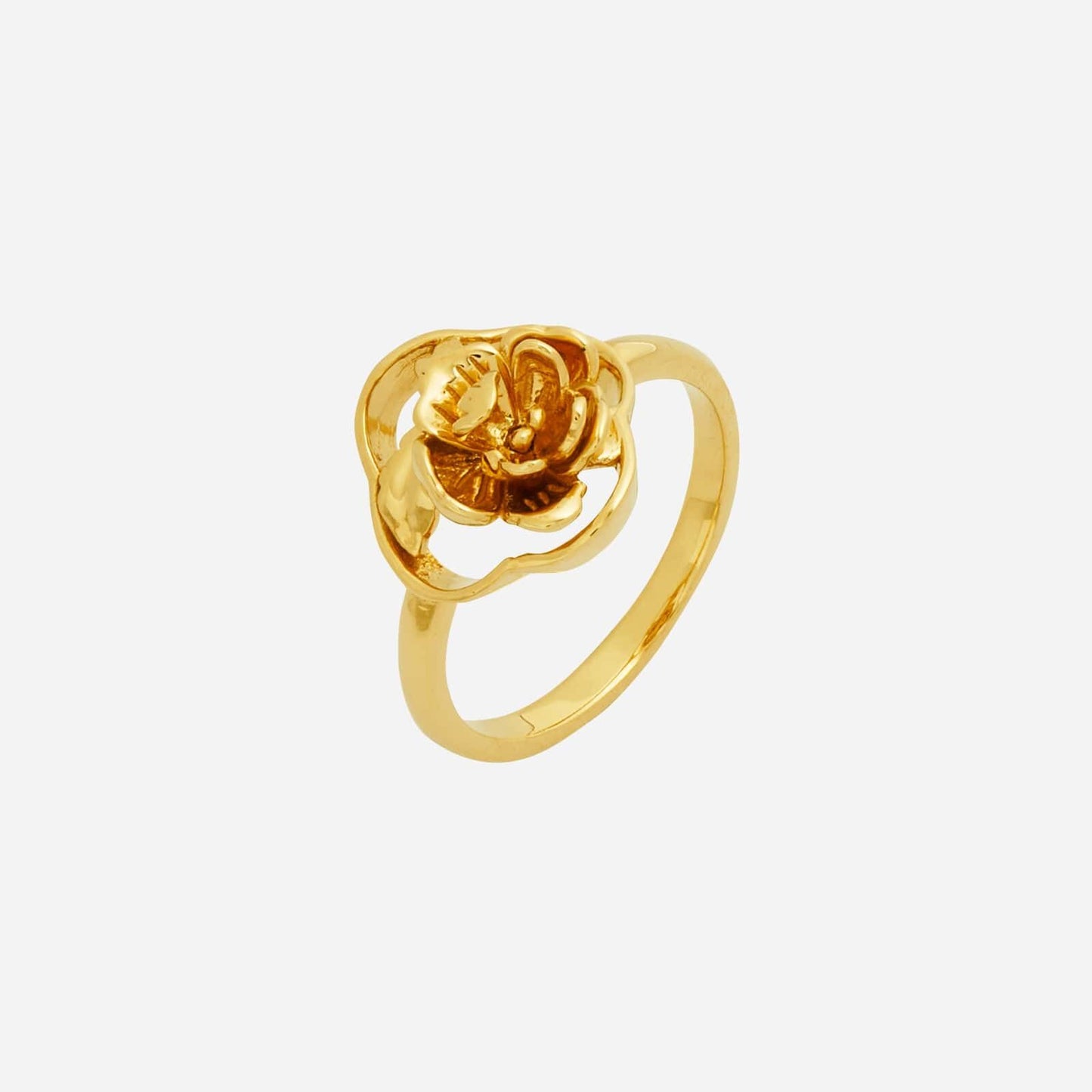 22k yellow gold peony ring with floral design, symbolizing prosperity and wealth in marriage. perfect for special occasions.