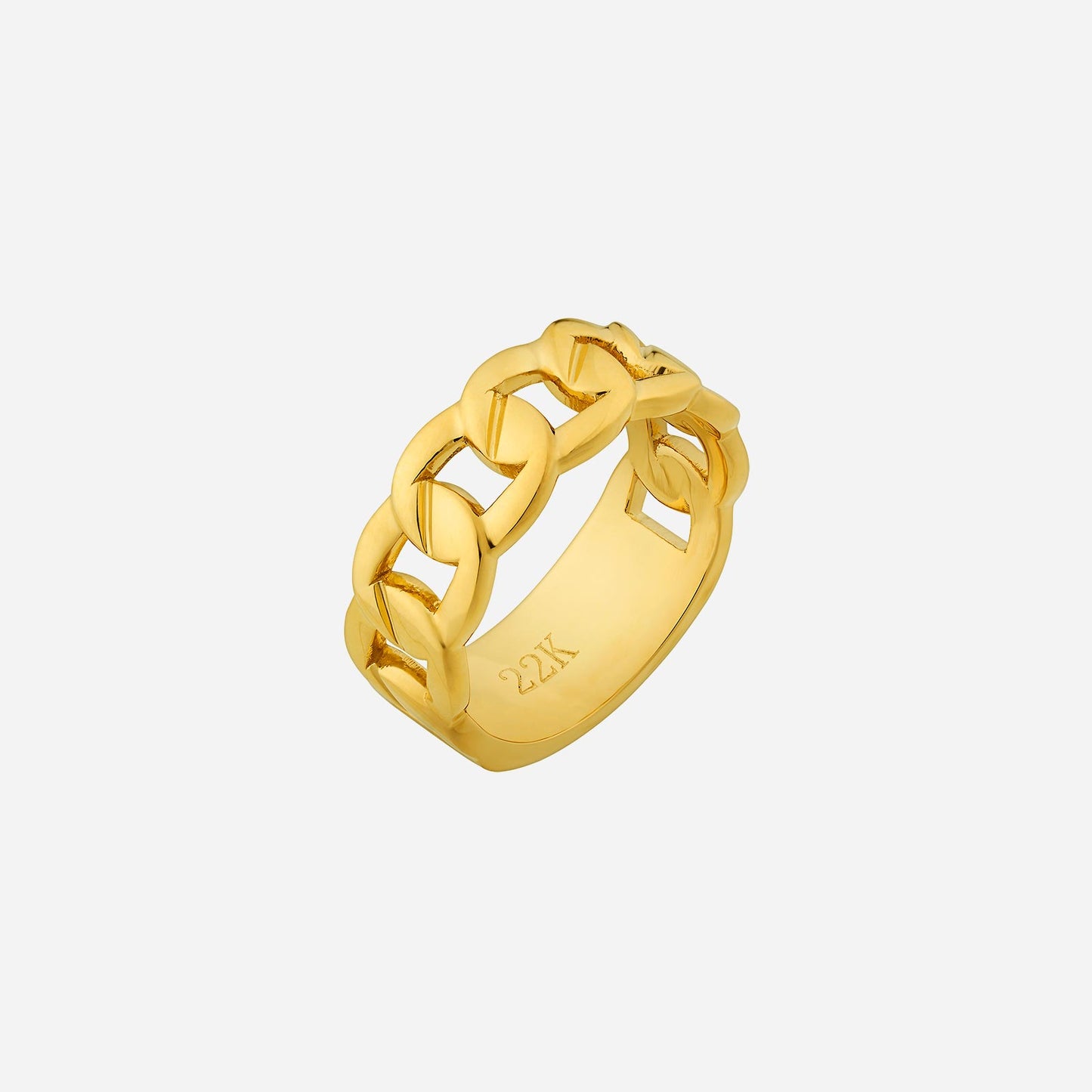 engravable ring in 22k yellow gold with a classic chain design, perfect for personal expression and everyday wear.