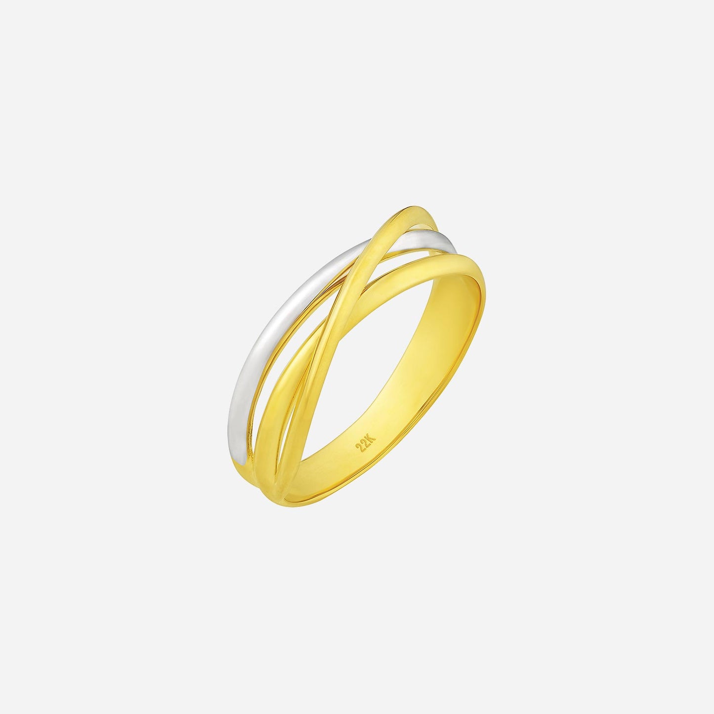 22k yellow and white gold ring with an elegant intertwined design, perfect for various occasions.