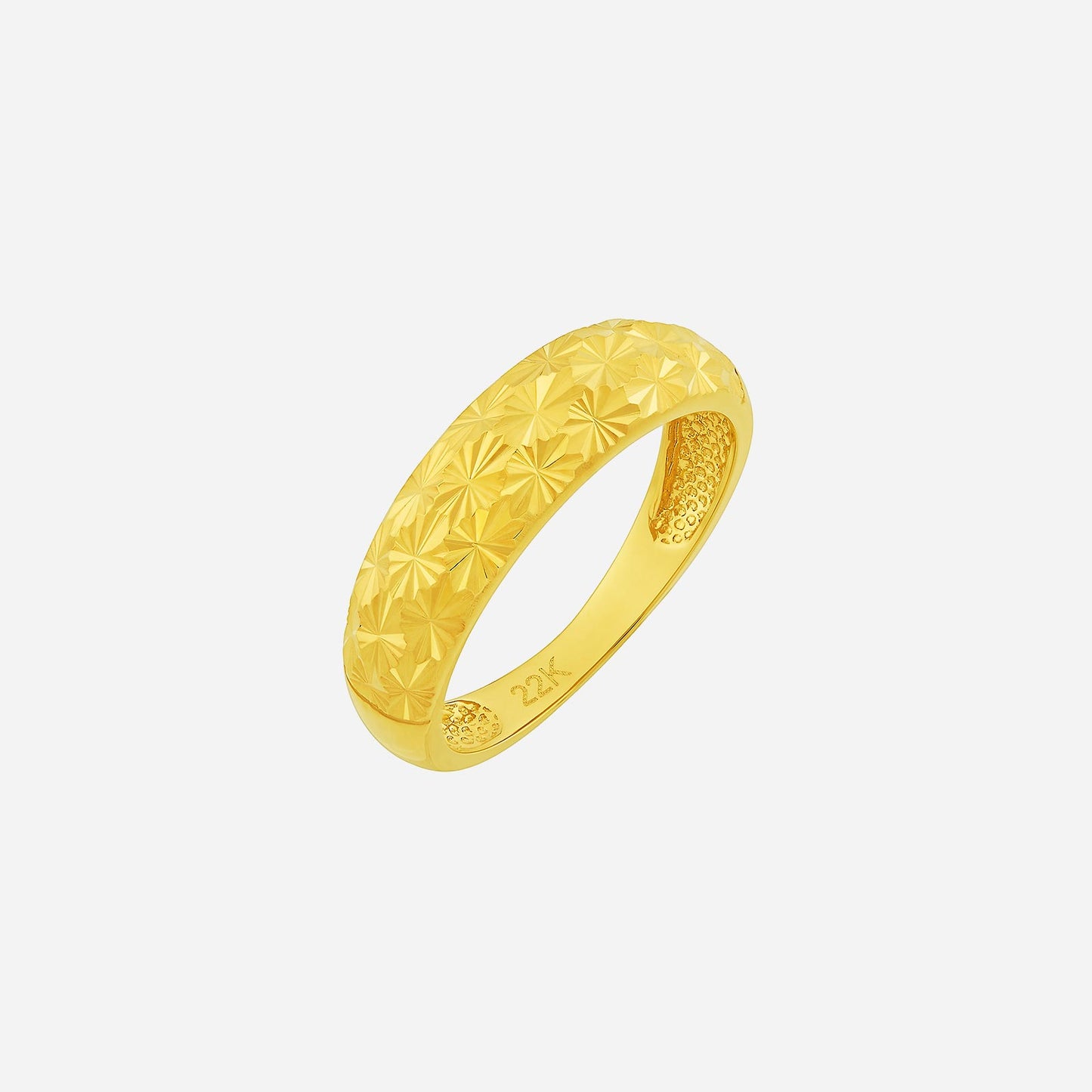 floral ring in 22k yellow gold with bold floral textures for a refined and stylish look.