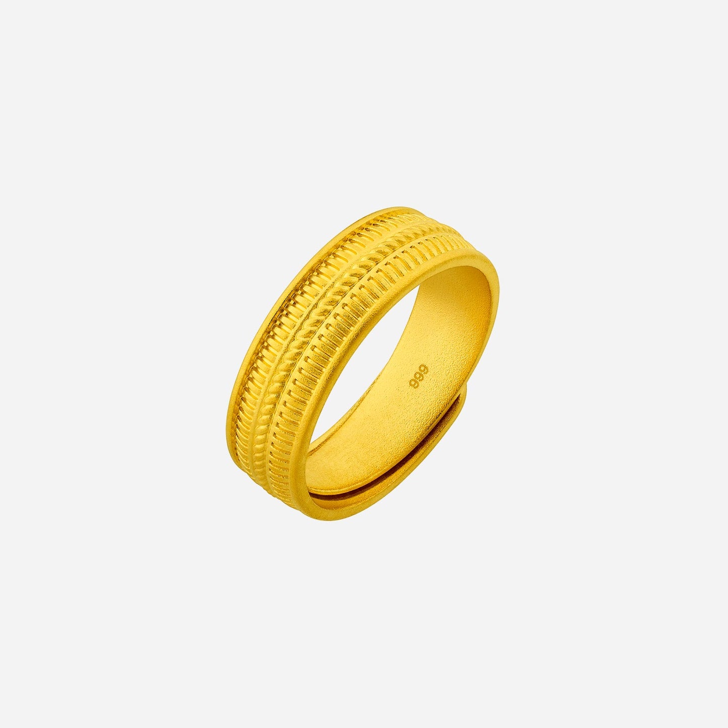 texture ring in 24k yellow gold with bold textures showcasing modern and timeless design elements.