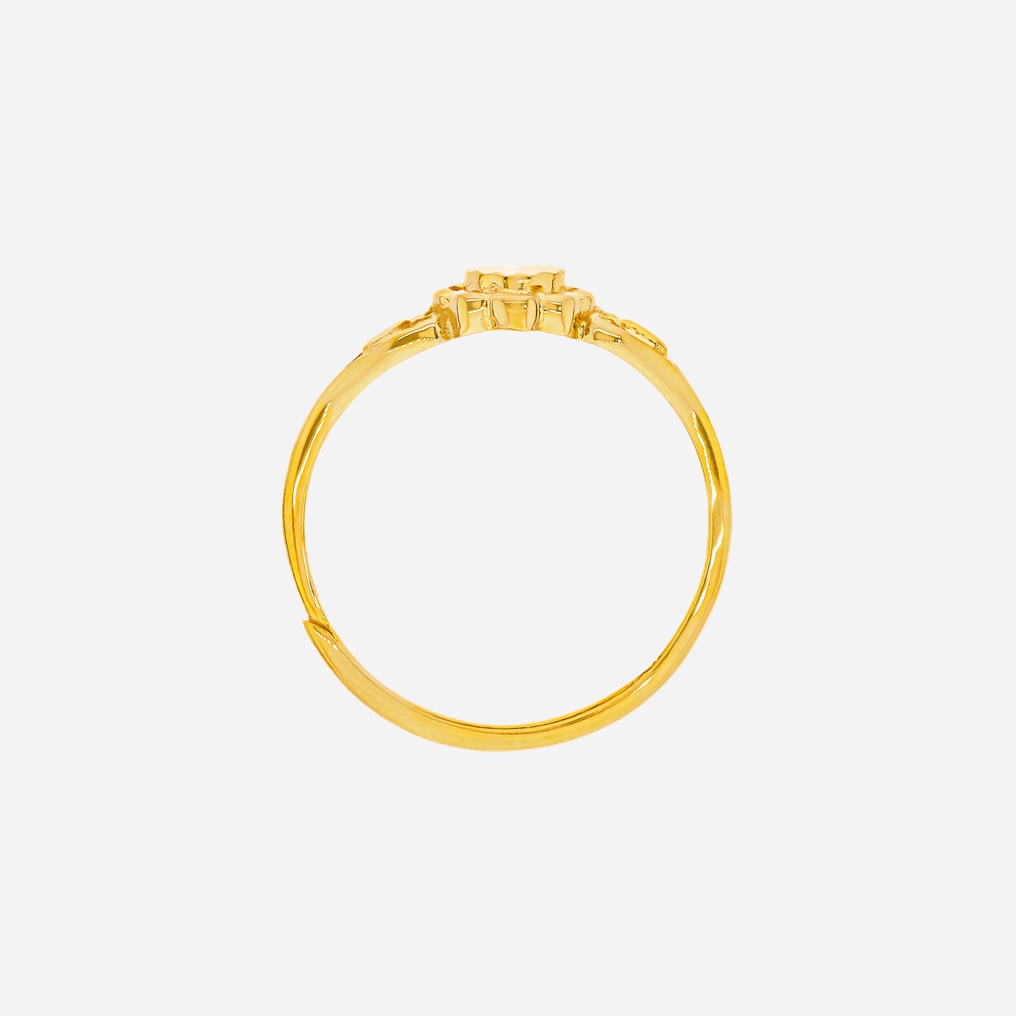 sunbeam ring in 24k yellow gold features a sunburst center and airy openwork shoulders for everyday elegance.