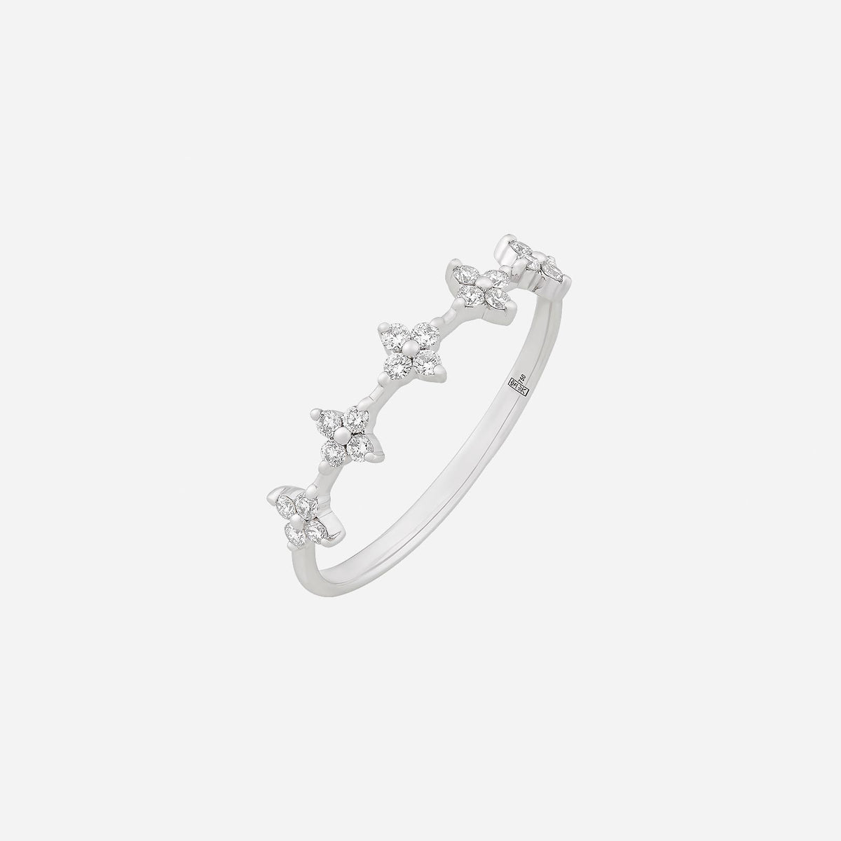 lilac diamond ring in 18k white gold with a delicate design and radiant diamonds, perfect for any occasion.