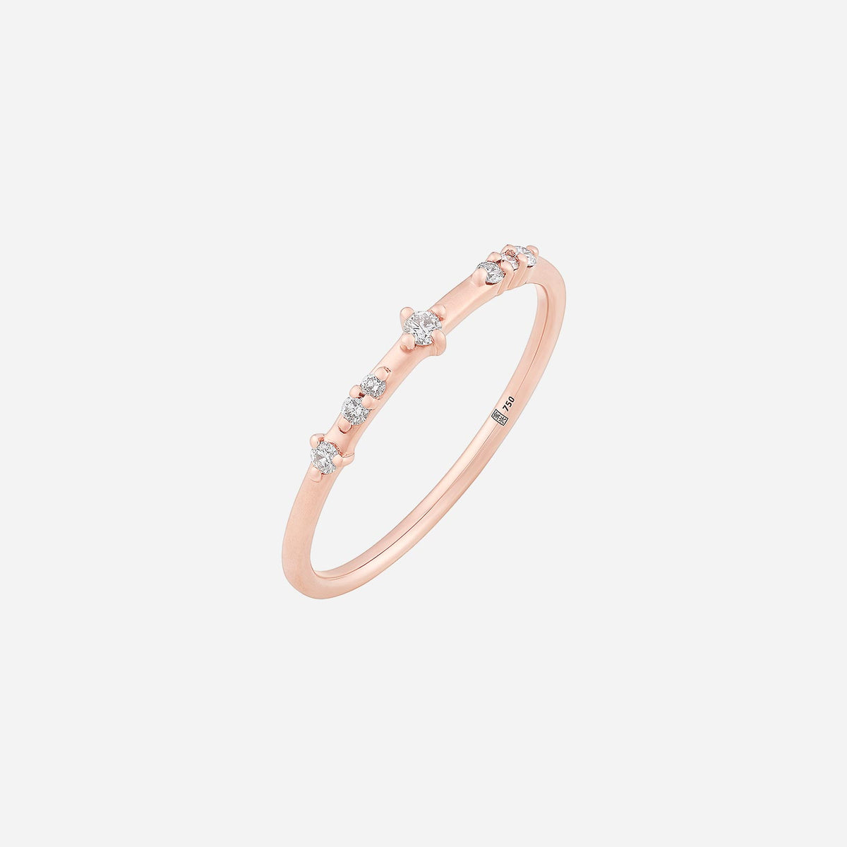 asterism diamond ring in 18k rose gold with delicate gemstones and refined design for elegant styling.