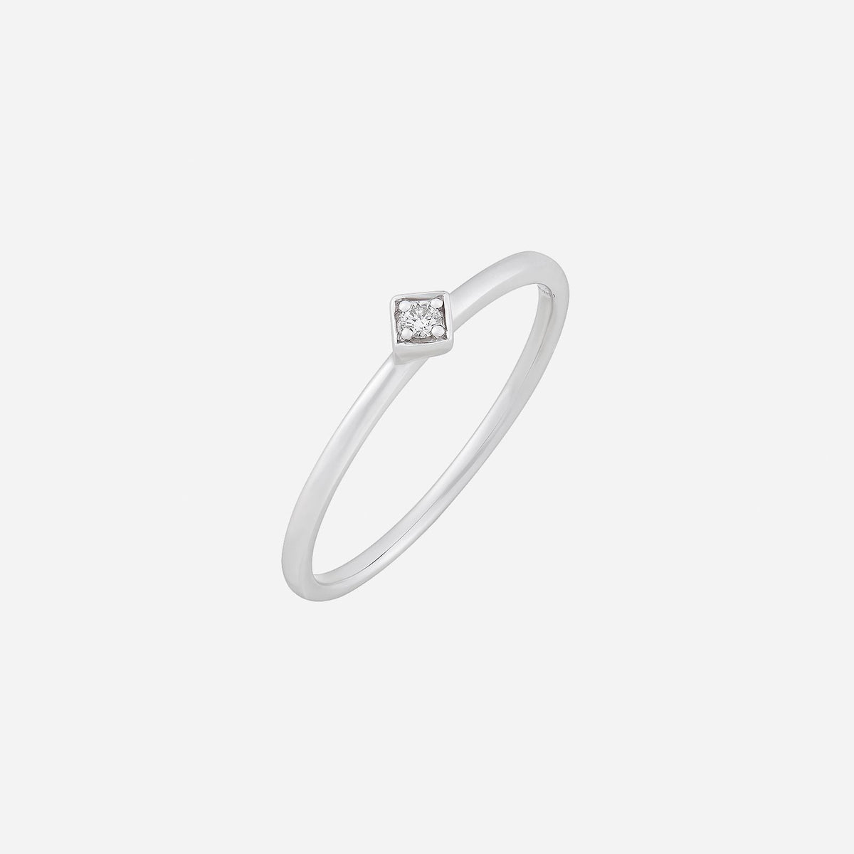 timeless diamond ring crafted in 18k white gold with a brilliant square diamond centerpiece. elegant and minimalistic design.