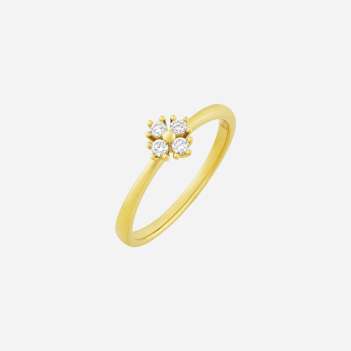 osmanthus diamond ring in 18k yellow gold featuring a floral cluster design with sparkling diamonds.