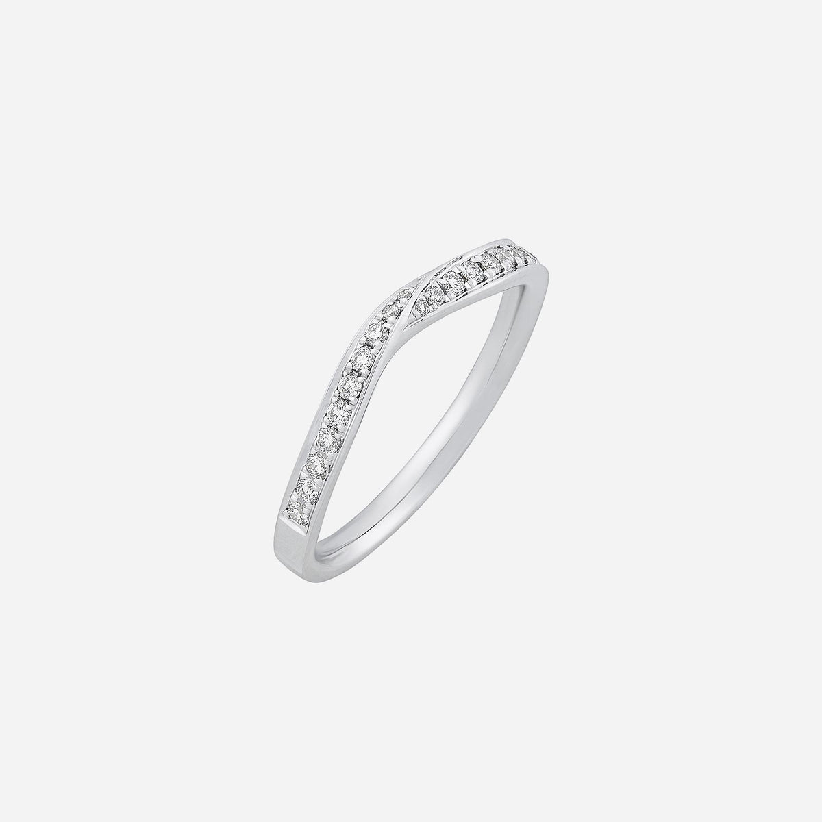 adore diamond band in white gold featuring a softly contoured design with sparkling diamonds along the surface.
