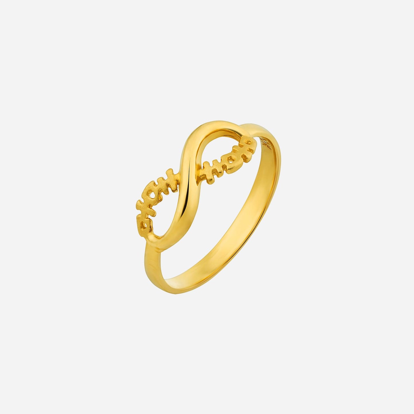 eternal promise ring in 22k yellow gold with an infinity symbol design. elegant and timeless promise ring.