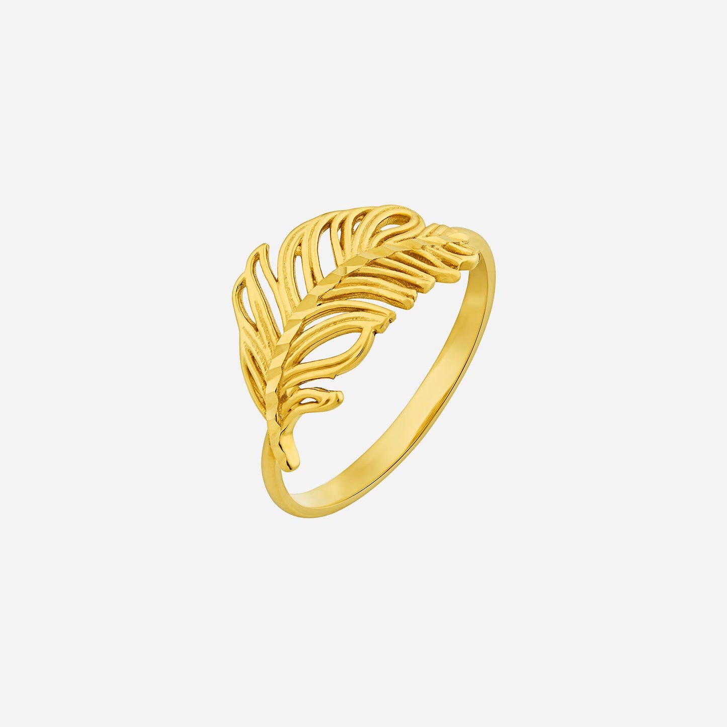 laurel ring in 22k yellow gold featuring an intricate gold leaf design, symbolizing wealth and opulence.