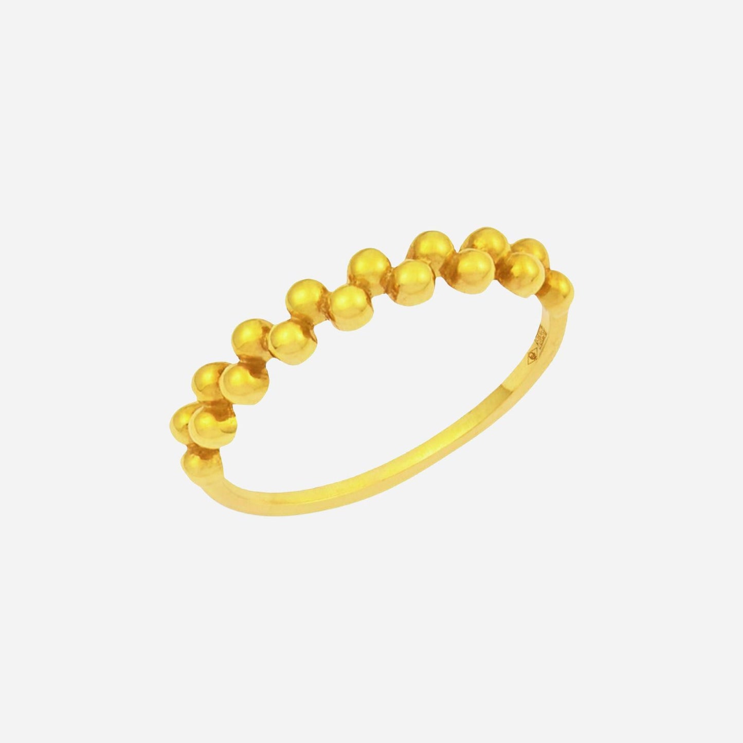 harmony ring in 22k yellow gold featuring a design inspired by pearls, symbolizing purity and friendship.