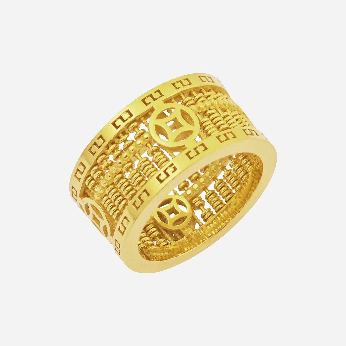 21k yellow gold wedding band featuring intricate cut-out designs for a unique, modern look. perfect for marriage.