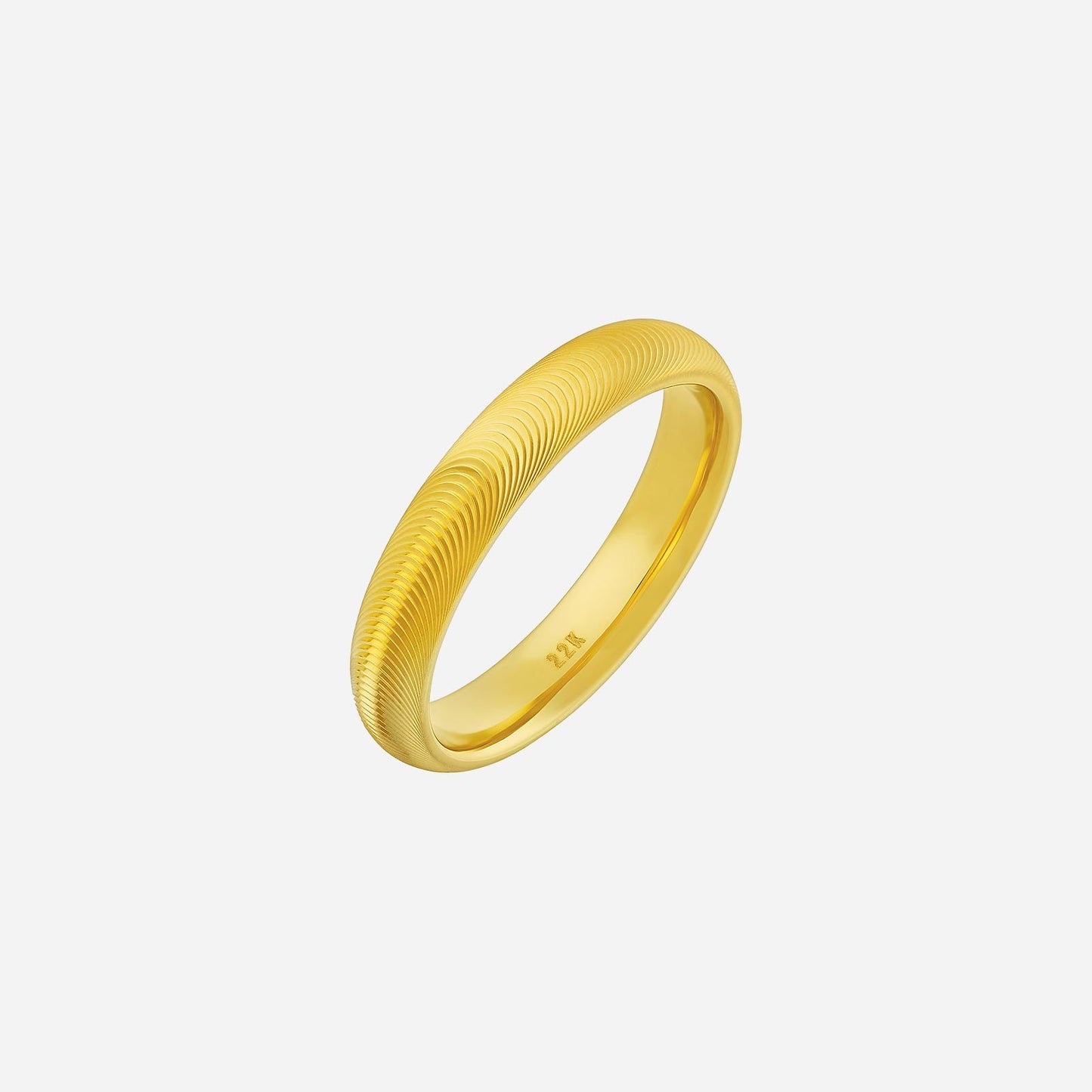 minimalist 22k yellow gold band with a sophisticated textured design, symbolizing elegance and commitment.
