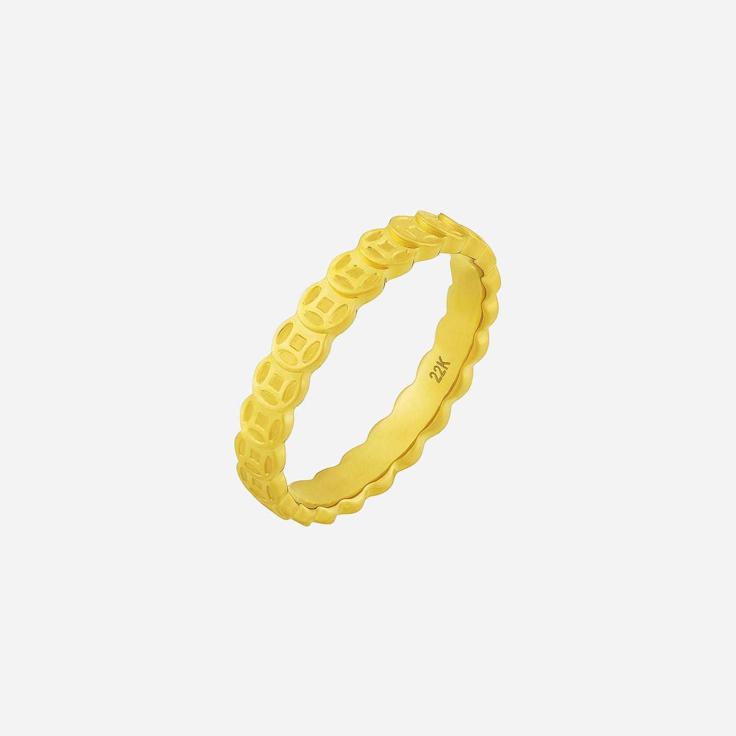 wealth band in 22k yellow gold, featuring a textured design symbolizing prosperity and elegance.