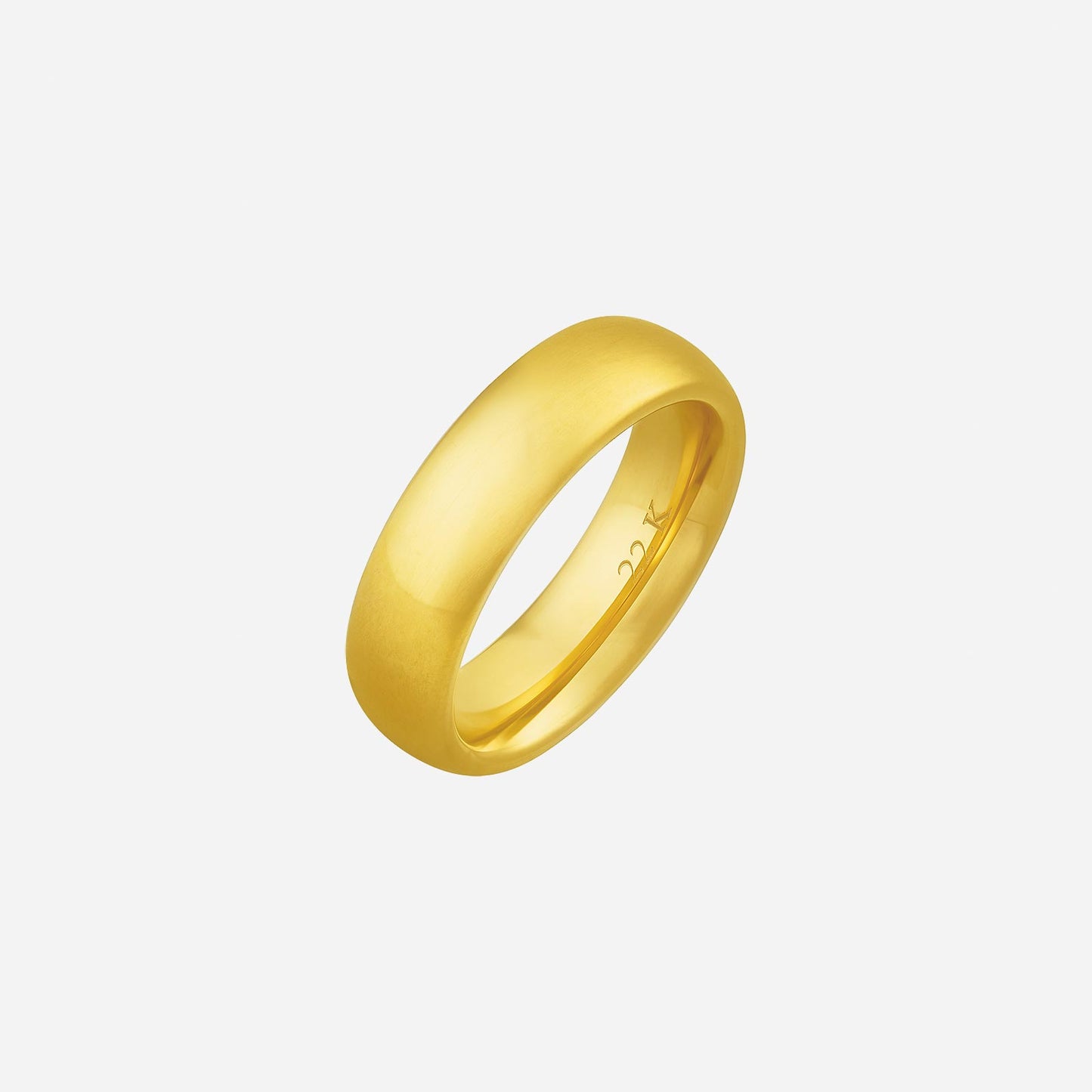adore wedding band in smooth 22k yellow gold, half round design, ideal for timeless elegance.