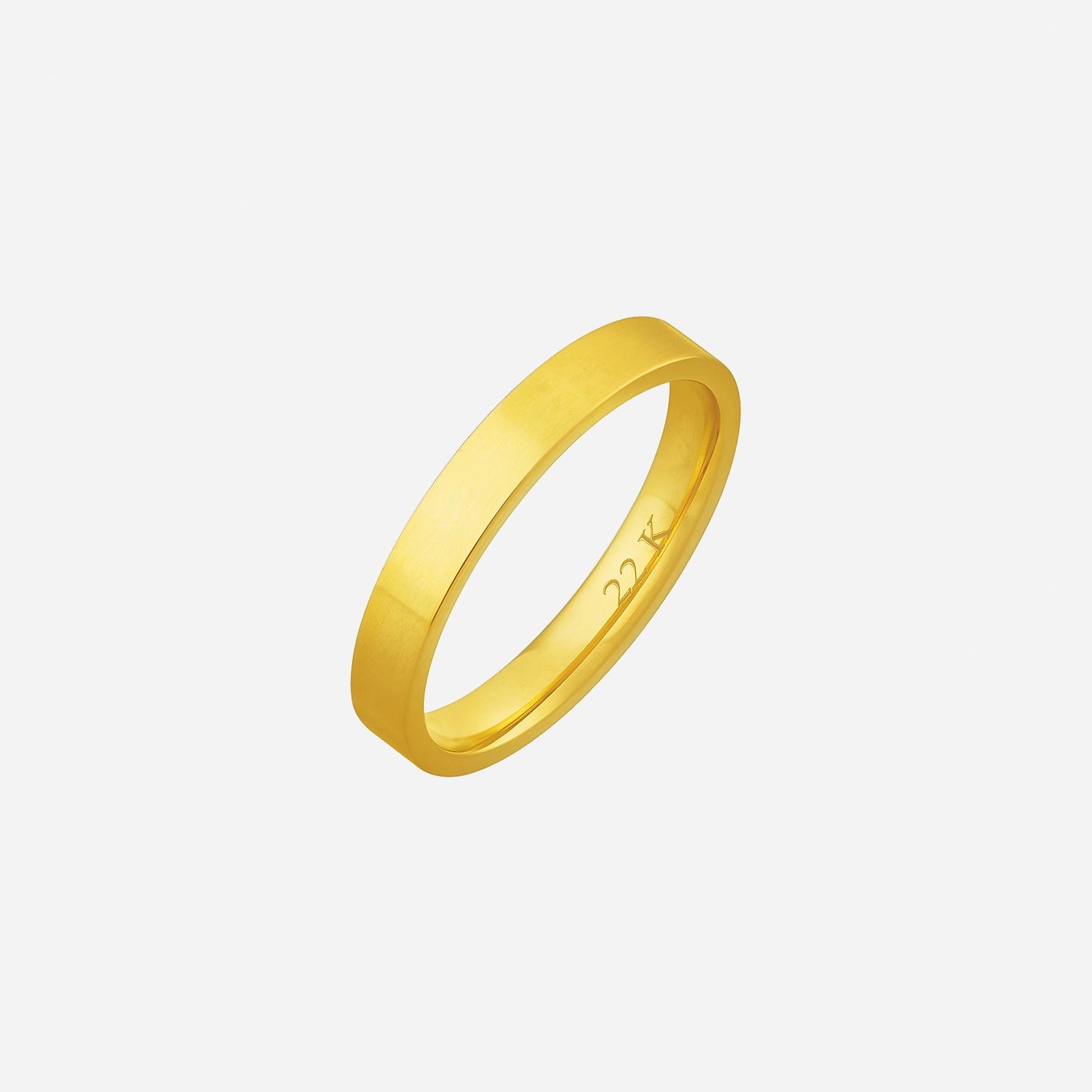 adore wedding band in flat design, crafted from 22k yellow gold with a smooth finish. engraving available.