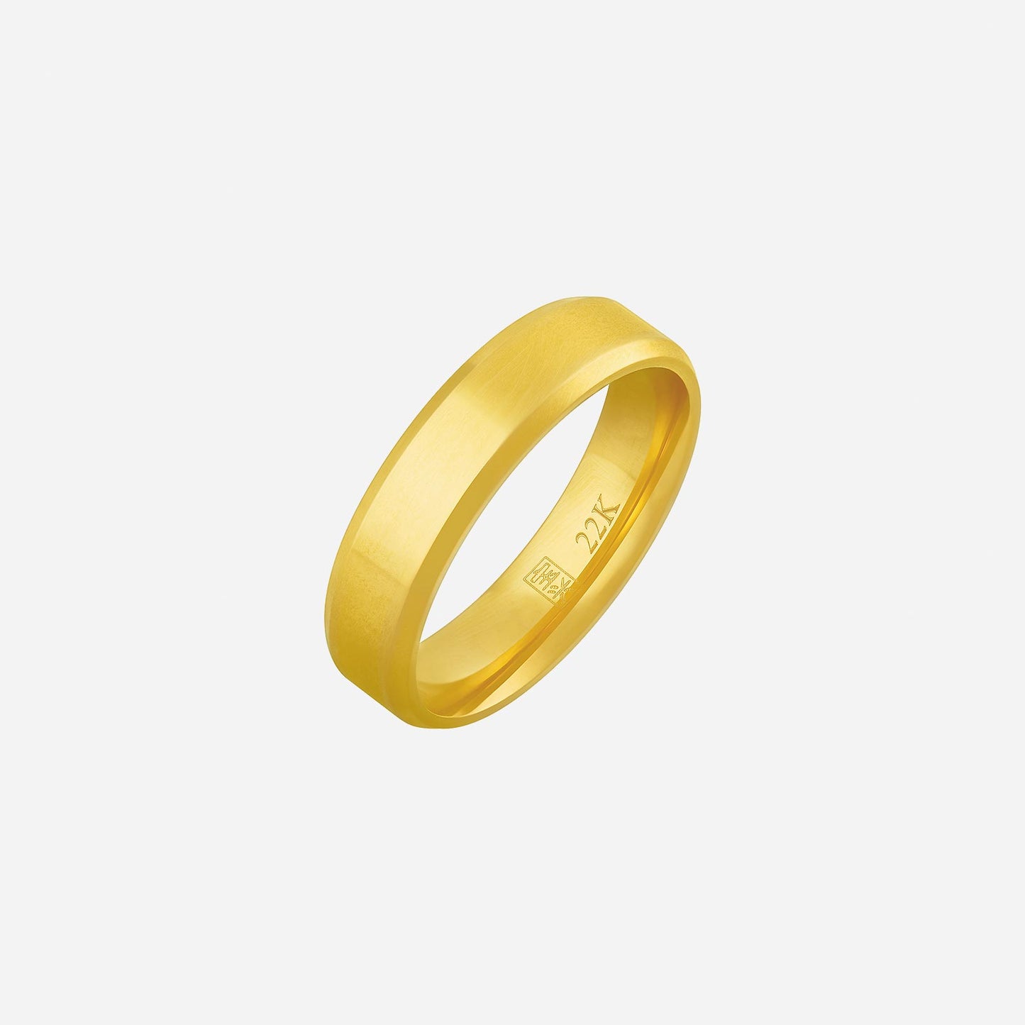 classic adore wedding band in 22k yellow gold with tapered edges and a polished finish.