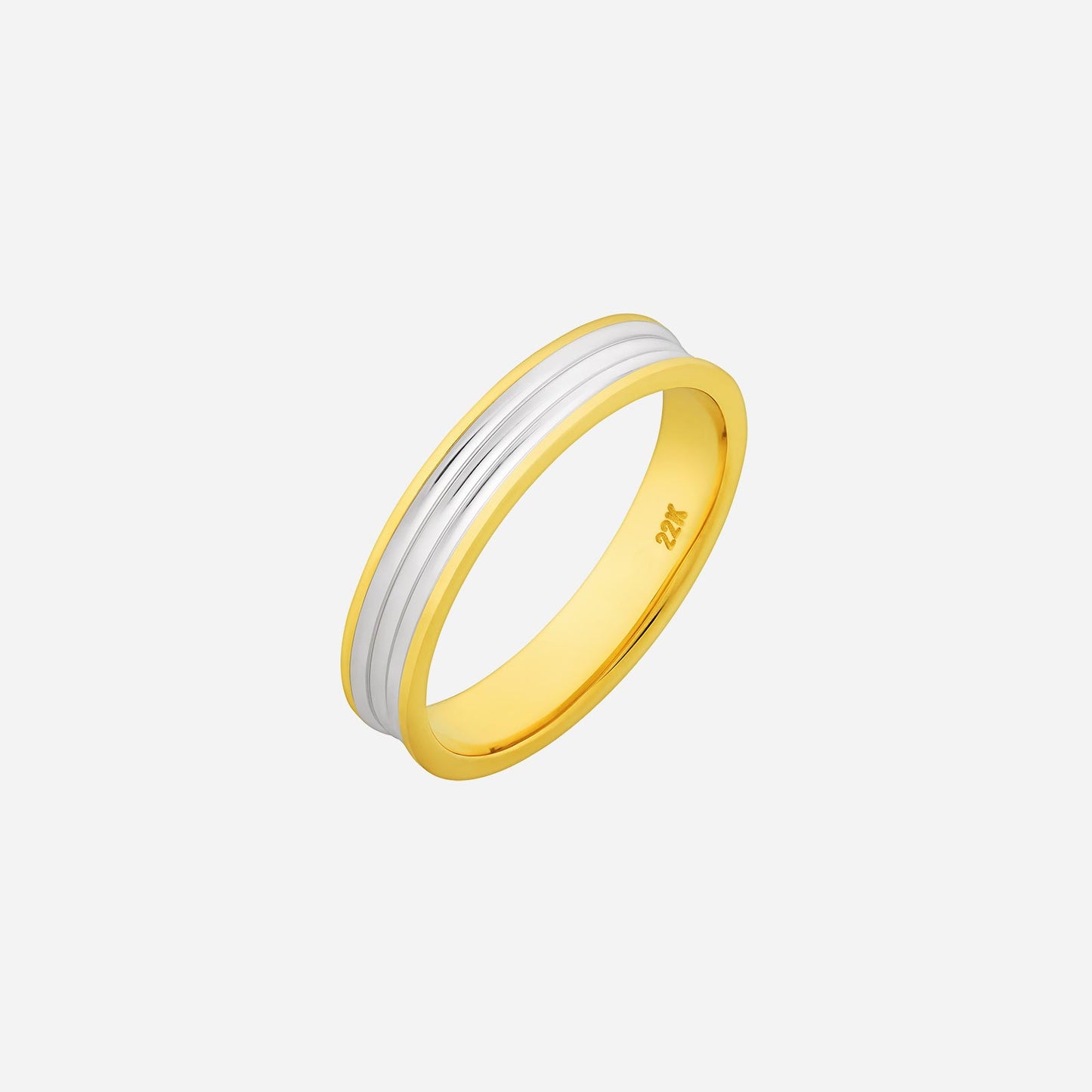 adore band in 22k yellow and white gold, featuring a two-tone design with a polished finish. perfect for commitment.