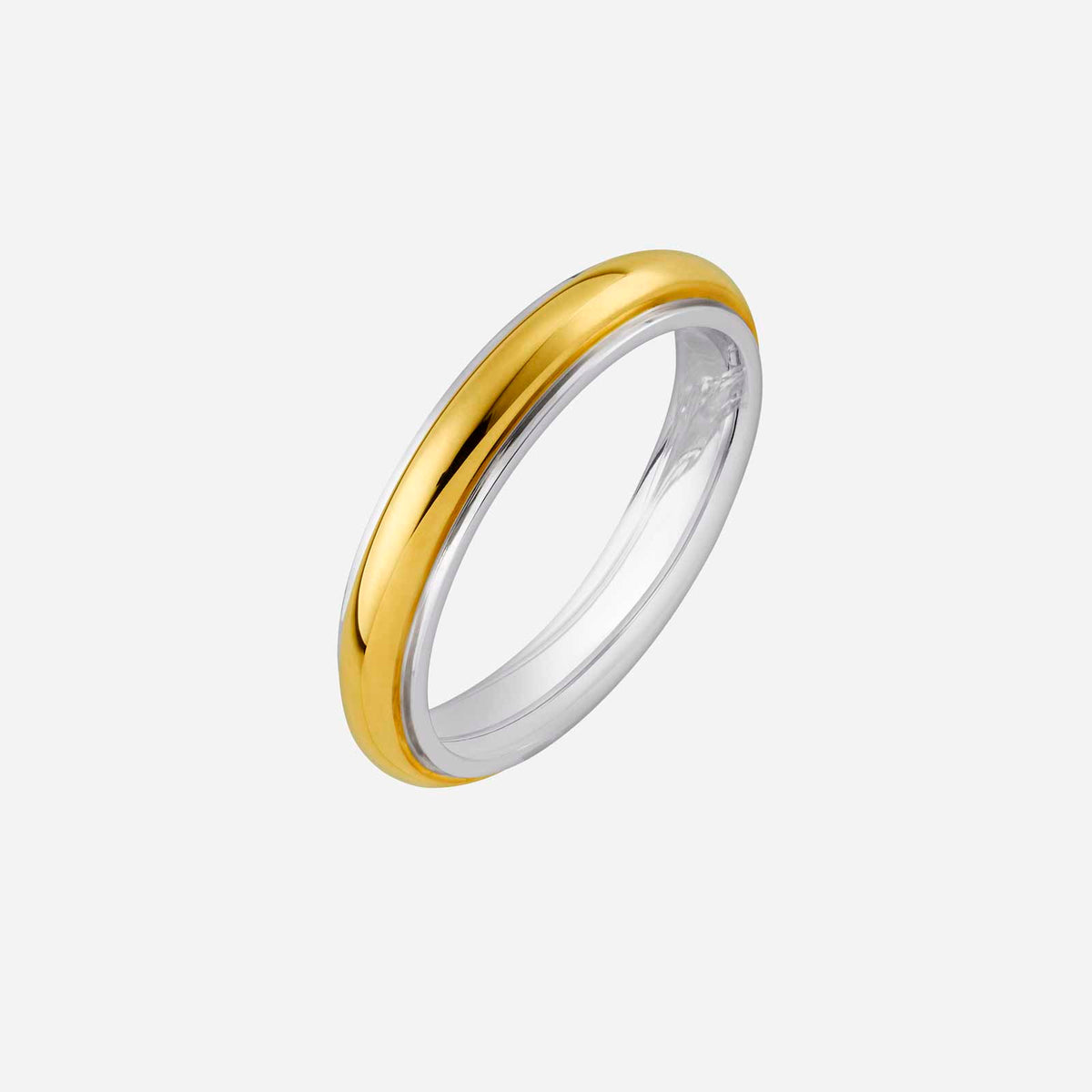 duotone adore band in 18k yellow and white gold, featuring a sleek, polished design. perfect for stylish individuals.