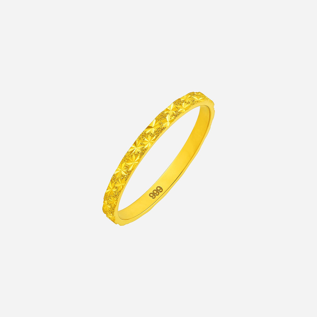 celestial edge band in textured 24k yellow gold, featuring intricate starburst engravings for a stunning design.