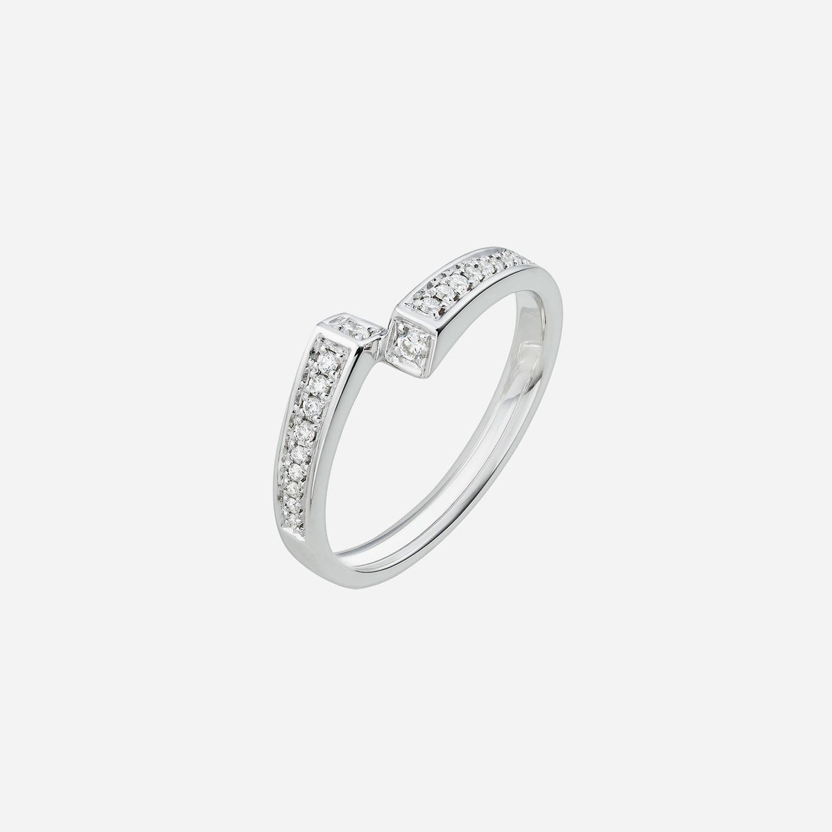 diamond band in 18k white gold featuring a modern design with sparkling diamond accents. perfect for promises.