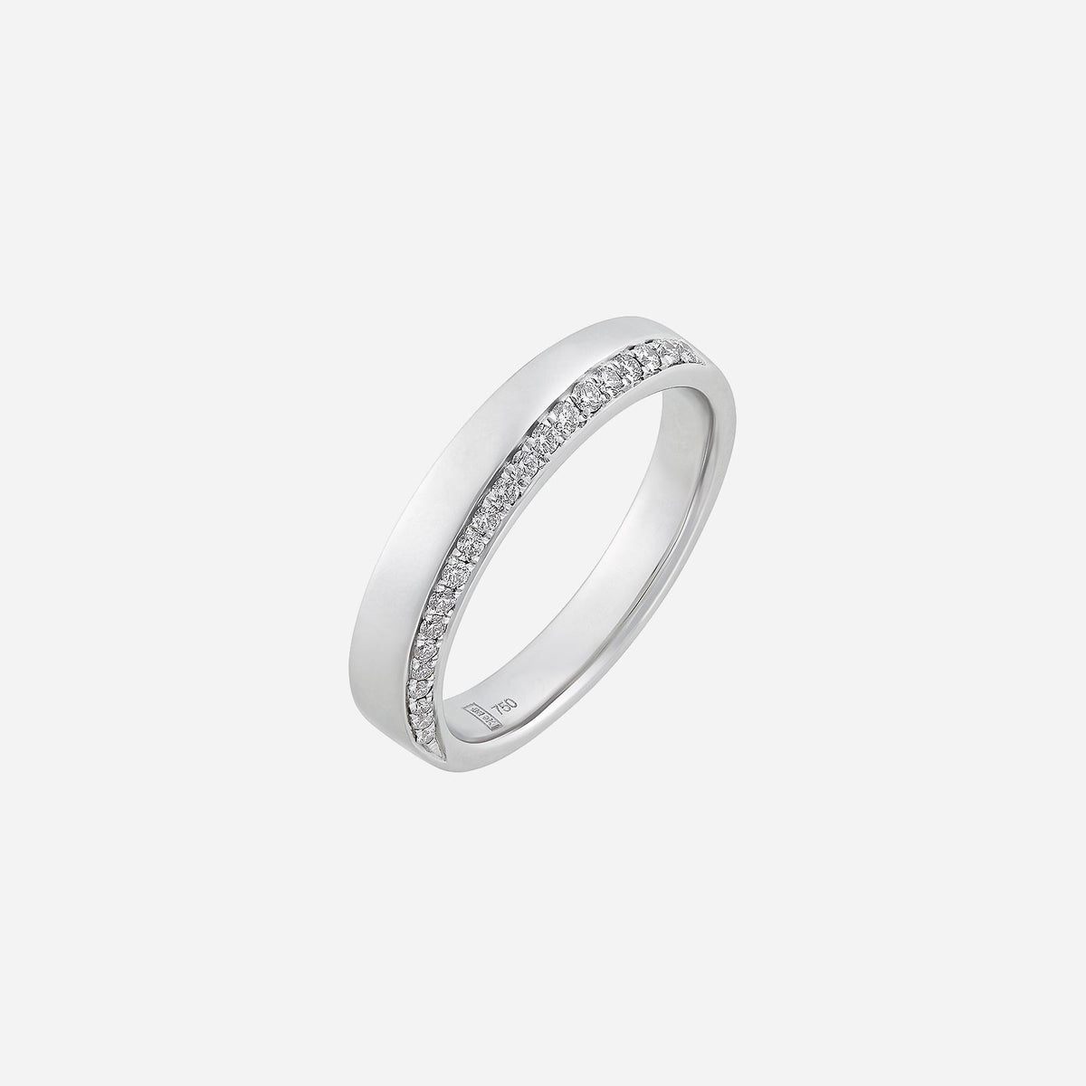 adore diamond band in 18k white gold featuring a row of sparkling diamonds along the band for a luxurious look.
