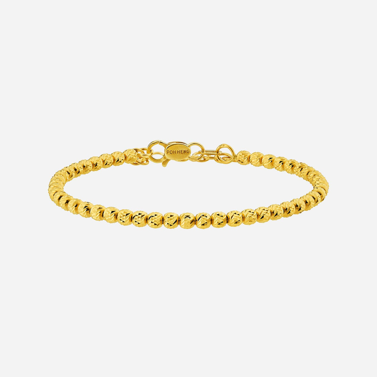 22k yellow gold links bangle featuring interlocking mini hoops, perfect for casual wear.