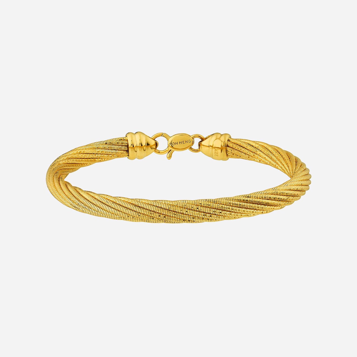 laura braided bangle in 22k yellow gold, featuring intertwined golden ropes and a secure clasp design.