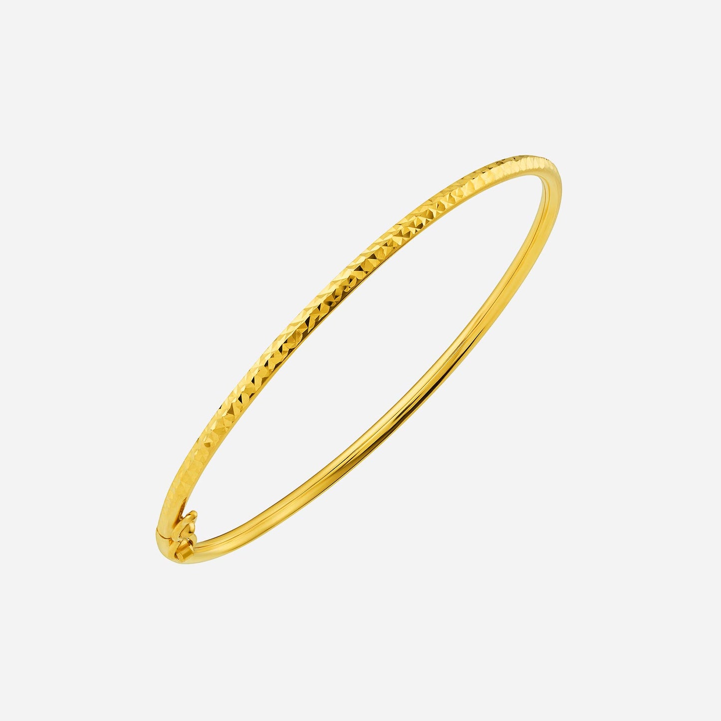 textured 22k yellow gold bangle with a shimmering design, perfect for elegant accessories.