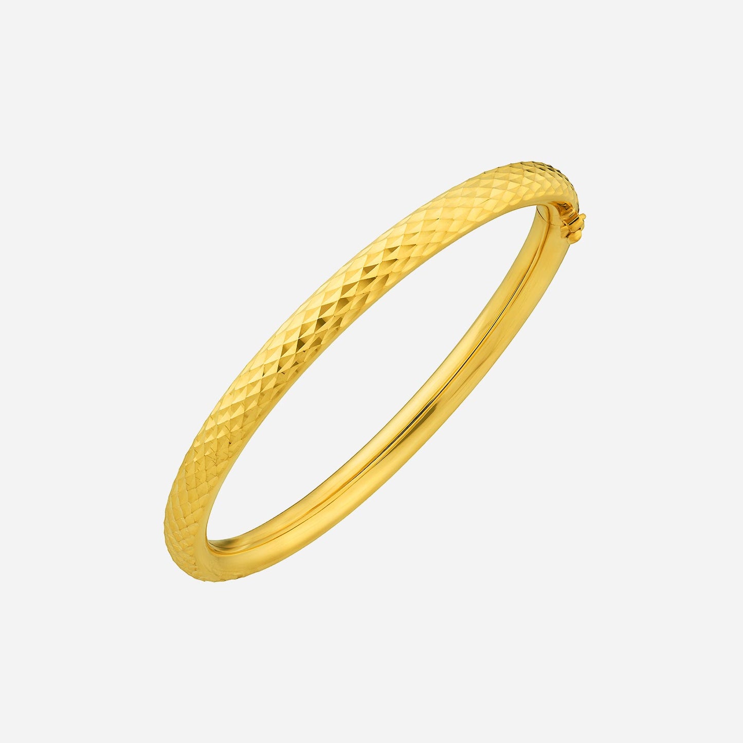 textured 22k yellow gold bangle showcasing a geometric design for a stylish and refined look.