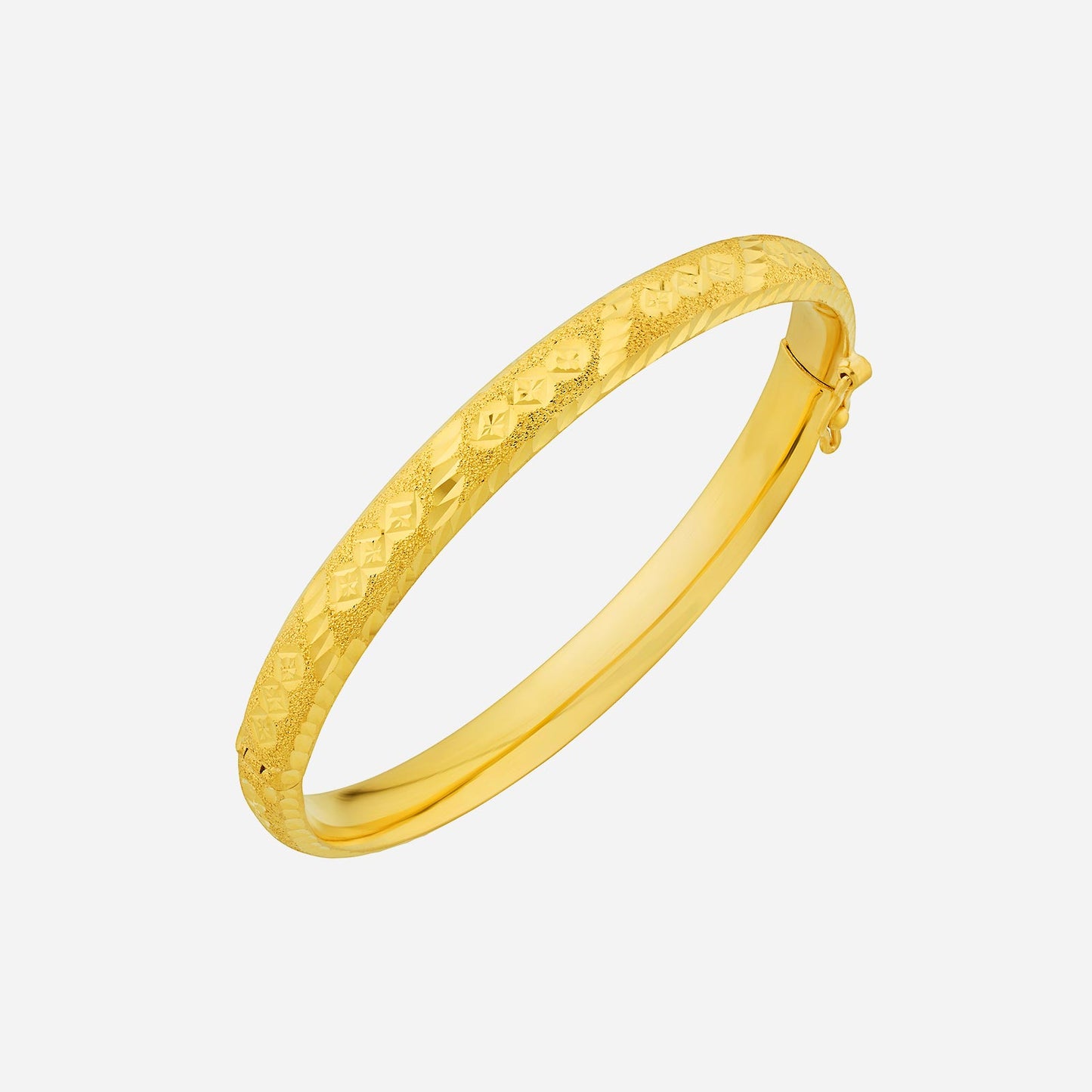 crafted bangle in 22k yellow gold with intricate engraved design, perfect for expressing individuality and style.