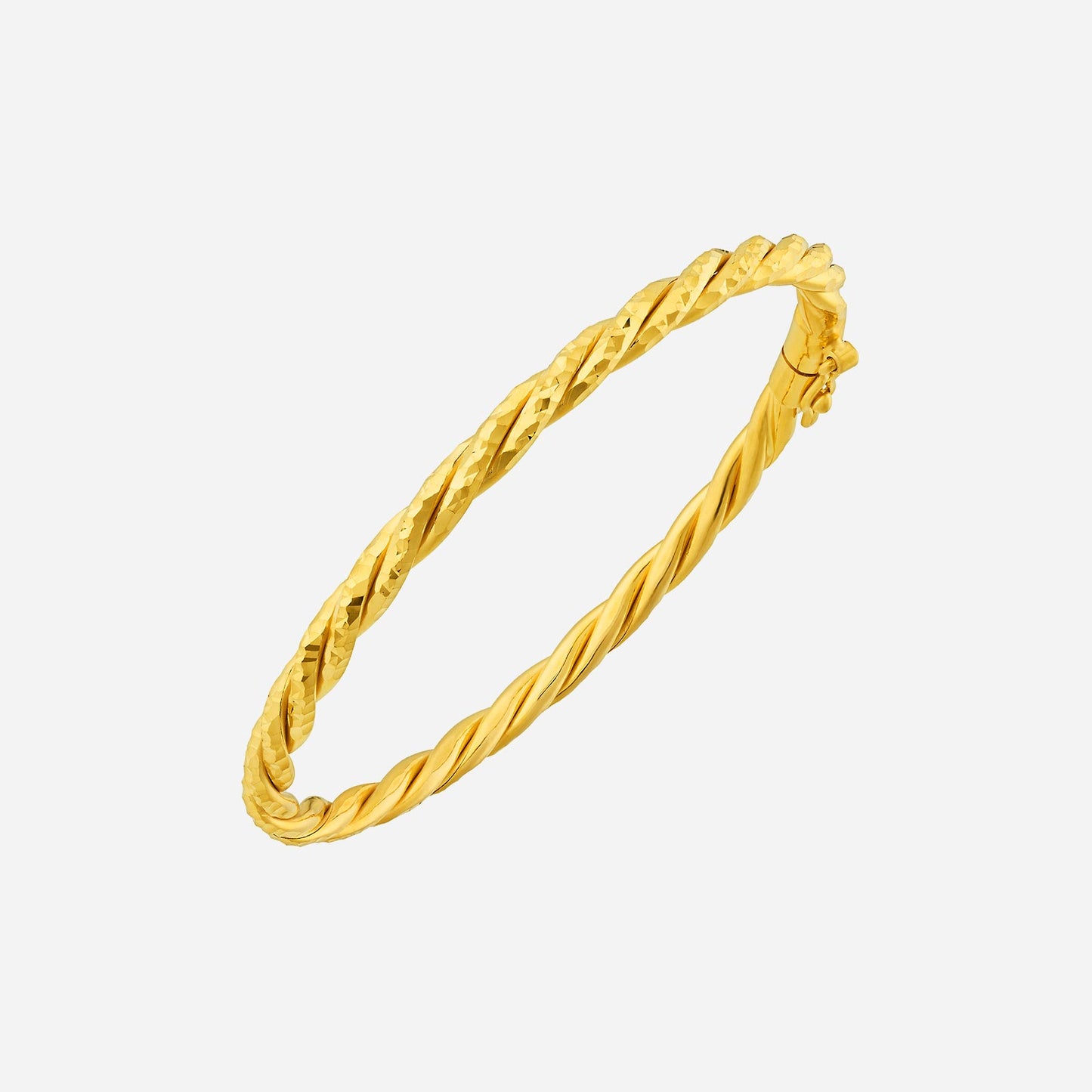 crafted bangle in 22k yellow gold with a playful rope chain design, elegantly twisted for sophistication.