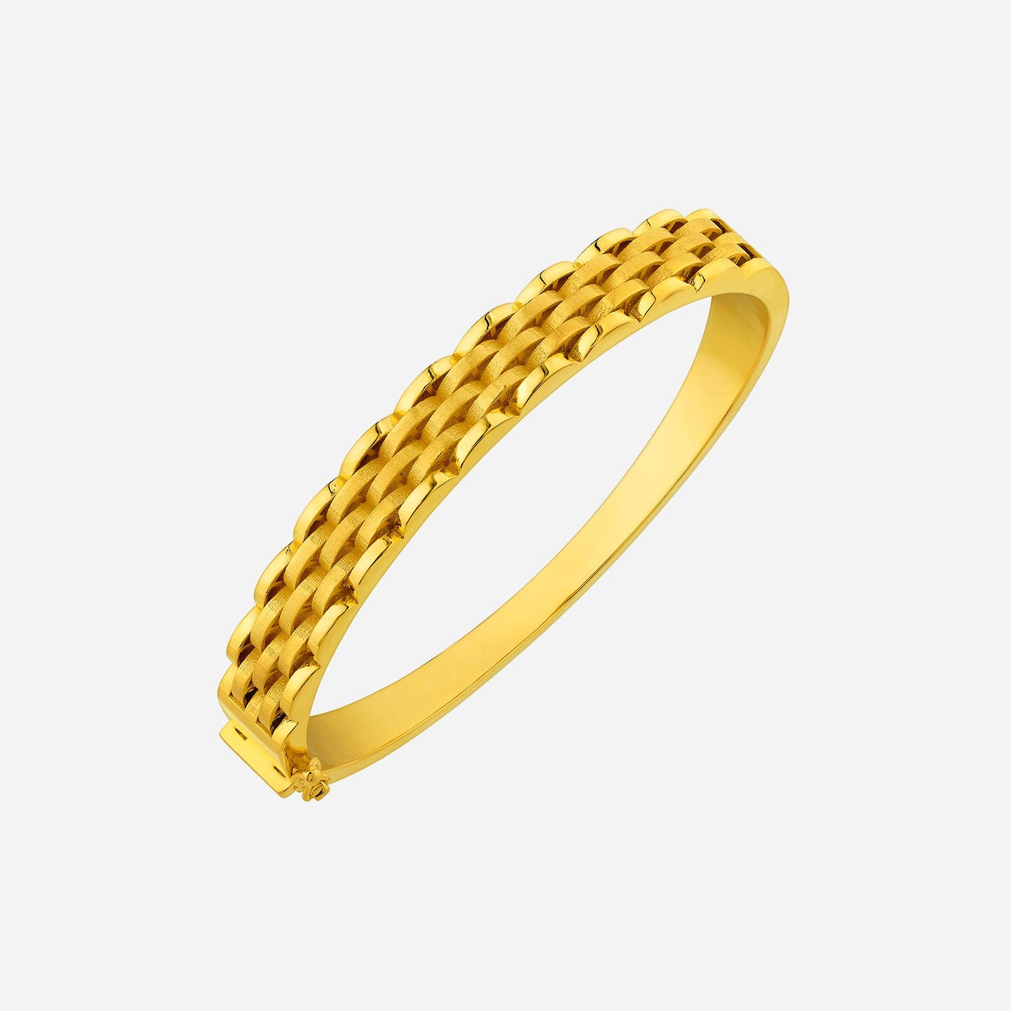 weaved bangle in 22k yellow gold featuring a unique woven design for timeless elegance.