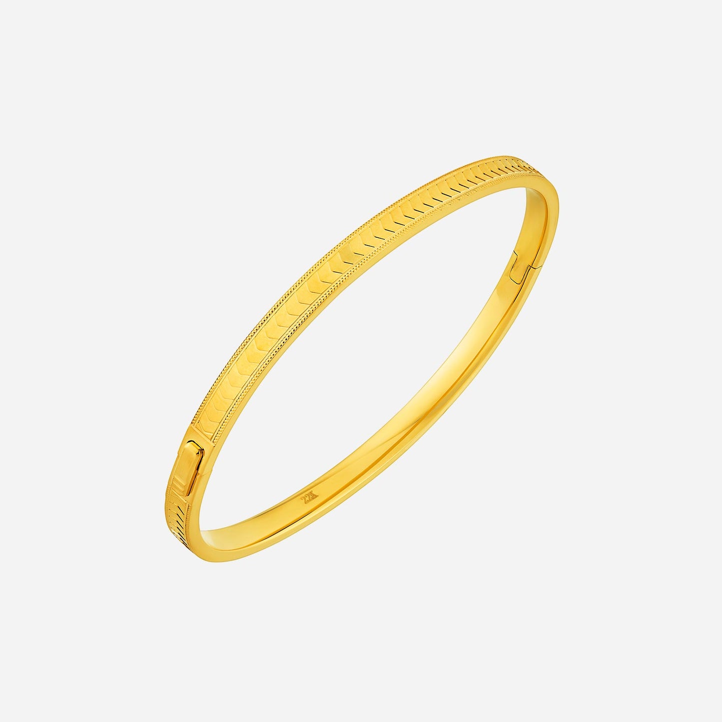 arrow bangle crafted in 22k yellow gold with a sleek arrow design and polished finish, perfect for contemporary style.