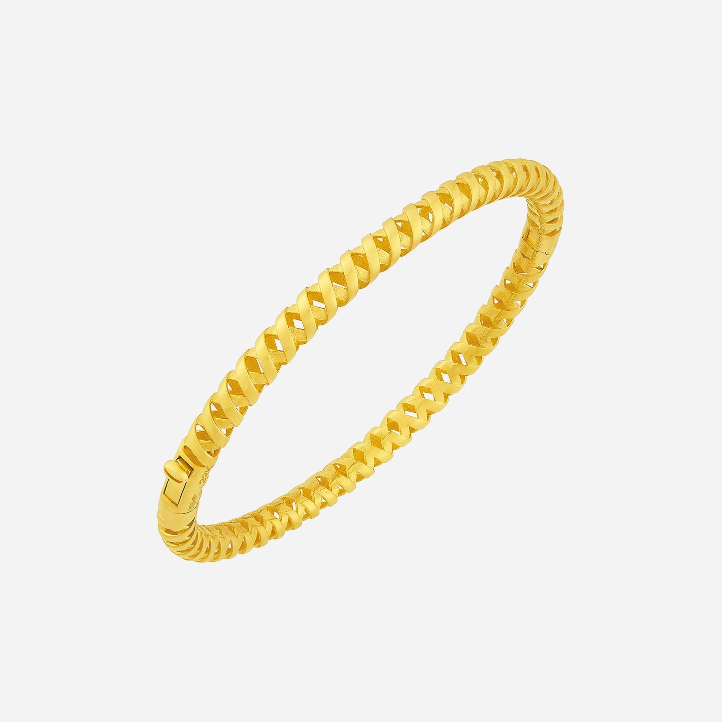 22k yellow gold bangle with an intricate twisted design, perfect for everyday wear or special occasions.