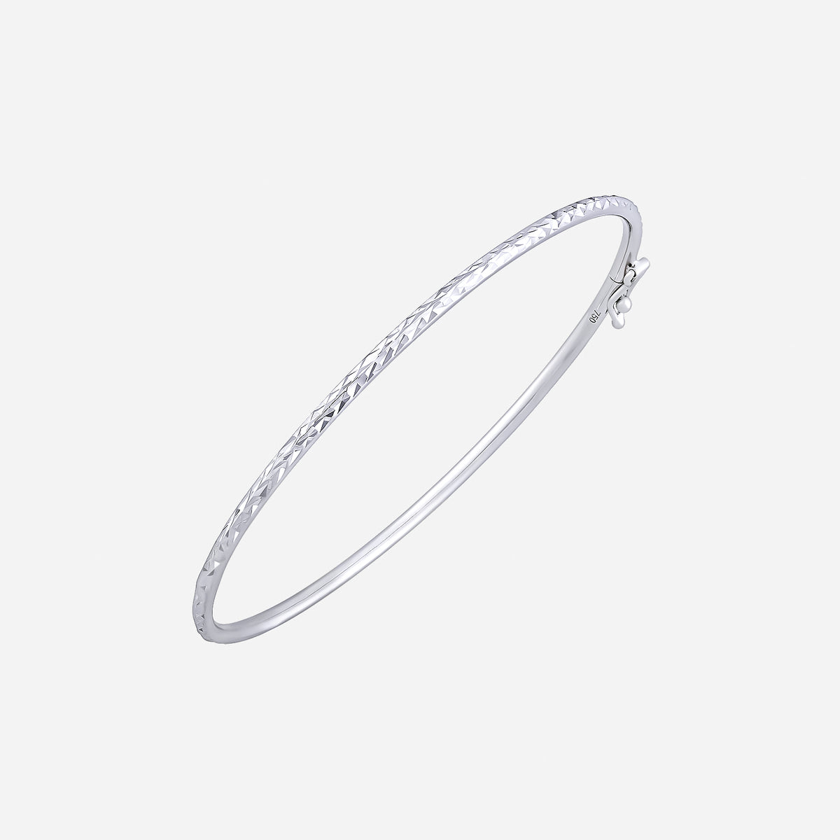 luxe gleam bangle in 18k white gold with delicate textured detailing for refined brilliance.