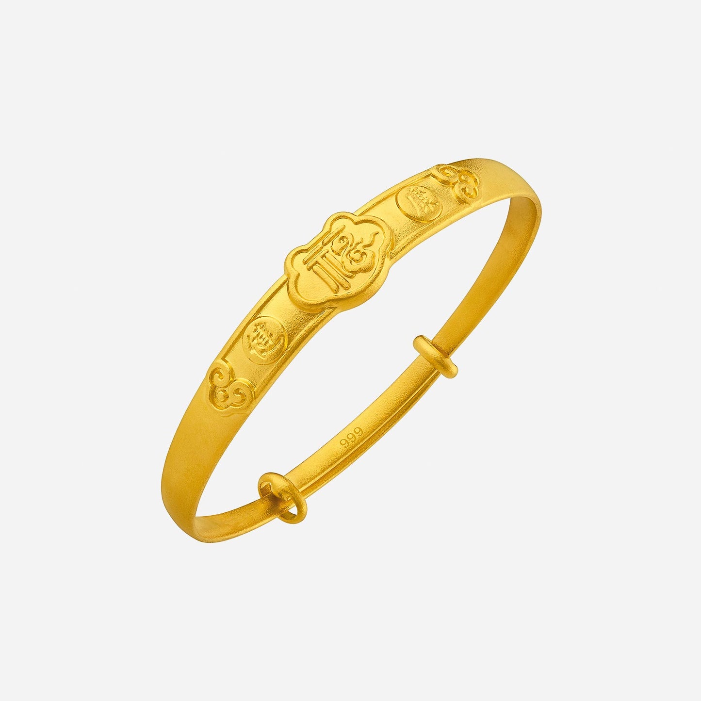 healthy baby bangle in 24k yellow gold with intricate engravings and a smooth finish, symbolizing new beginnings.