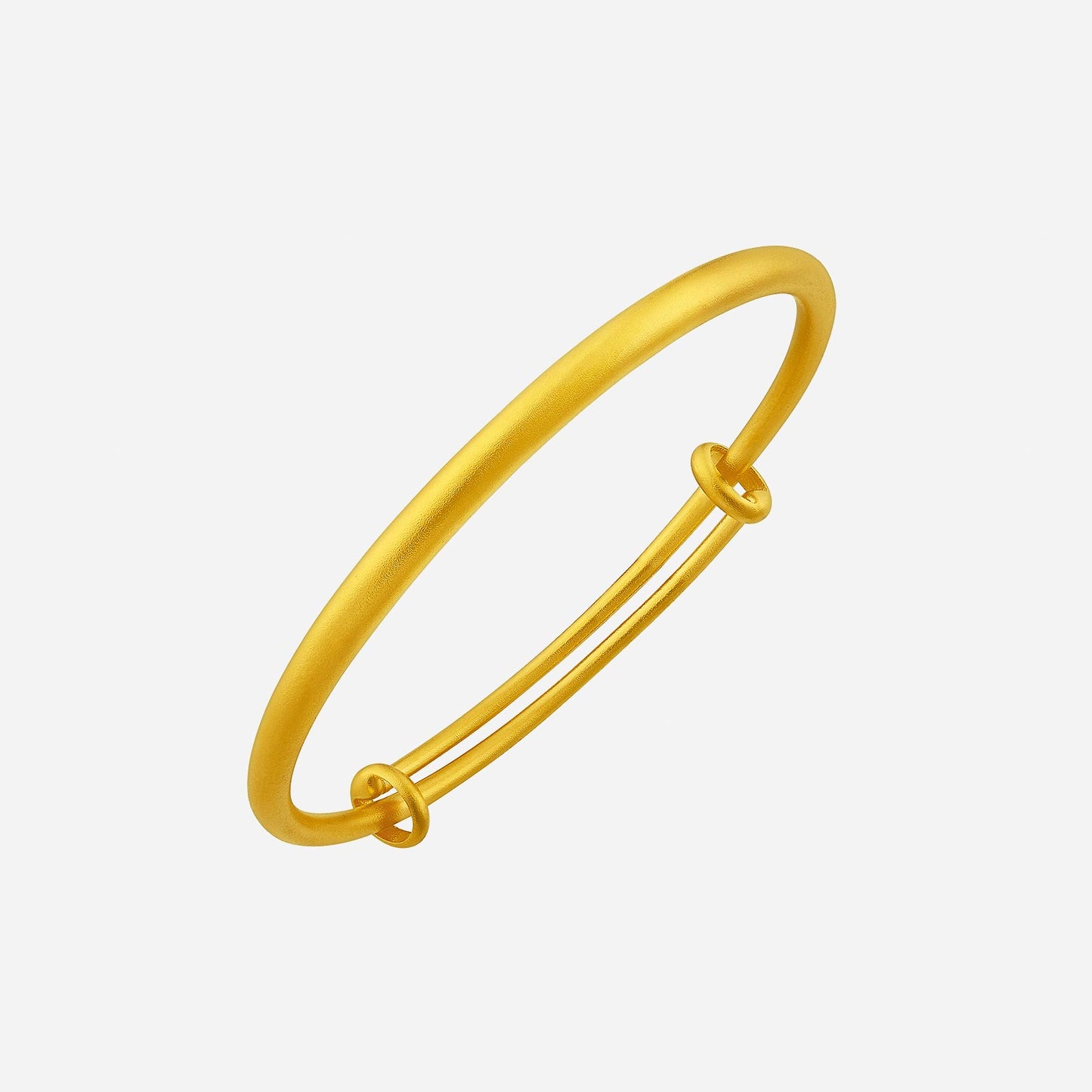 24k yellow gold bangle with a sleek, minimalist design, featuring a stylish double loop detail. perfect for any occasion.