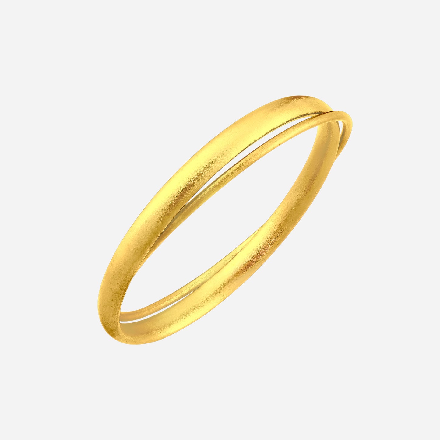 harmony duo bangle made of 24k yellow gold featuring two polished interlocking bands in elegant design.
