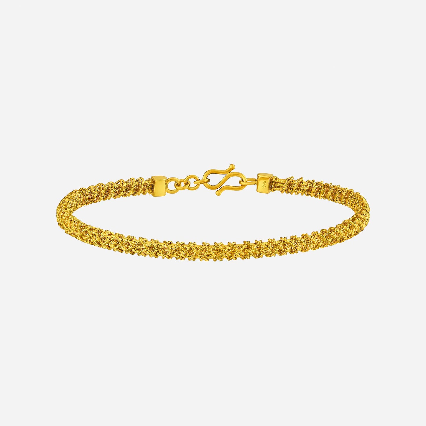 twisted bangle in 24k yellow gold with artfully interwoven strands and a secure clasp design.